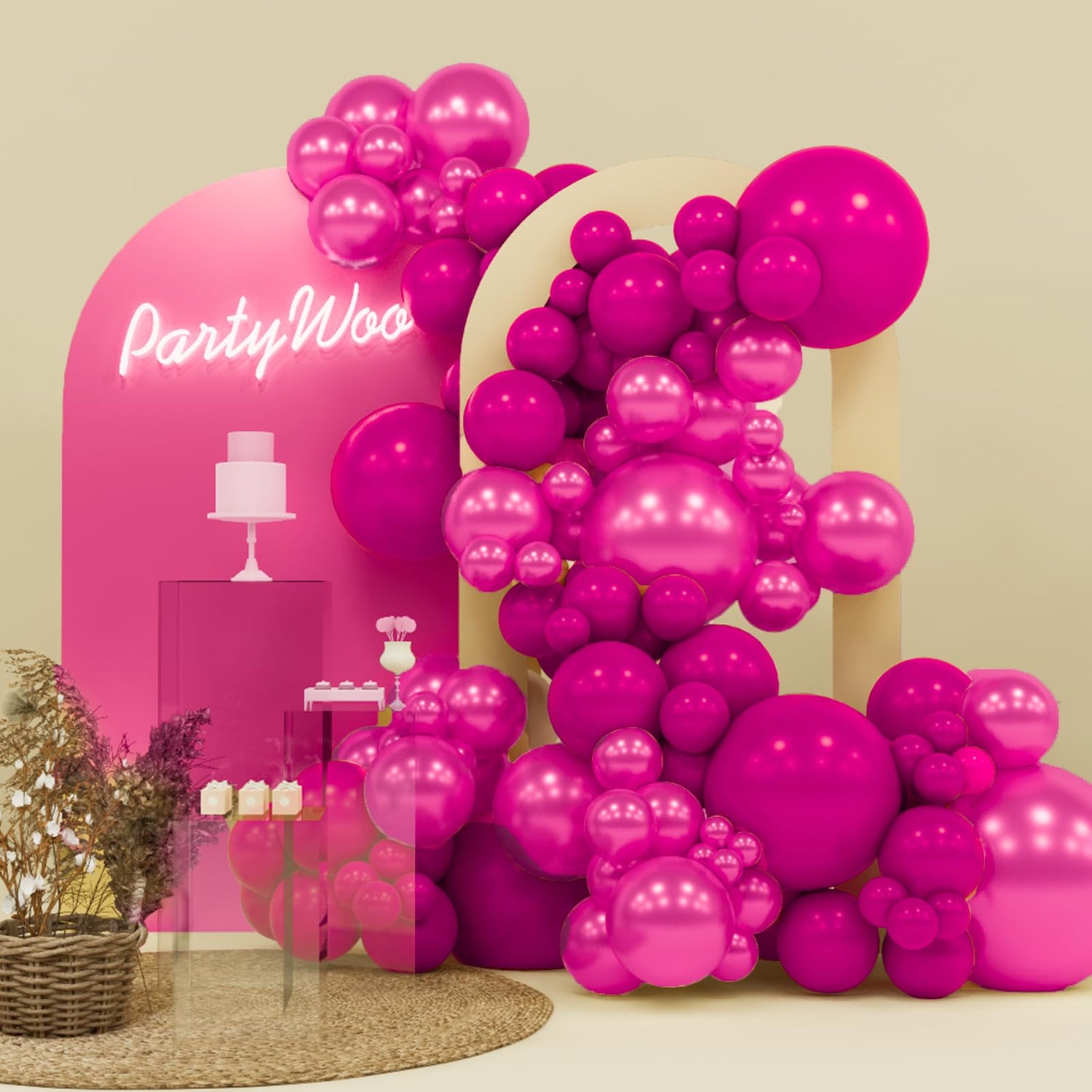Pink-G114 & Burgundy-Y39 Balloons Arch Kit Garland 140pcs (5/10/12/18 inch)