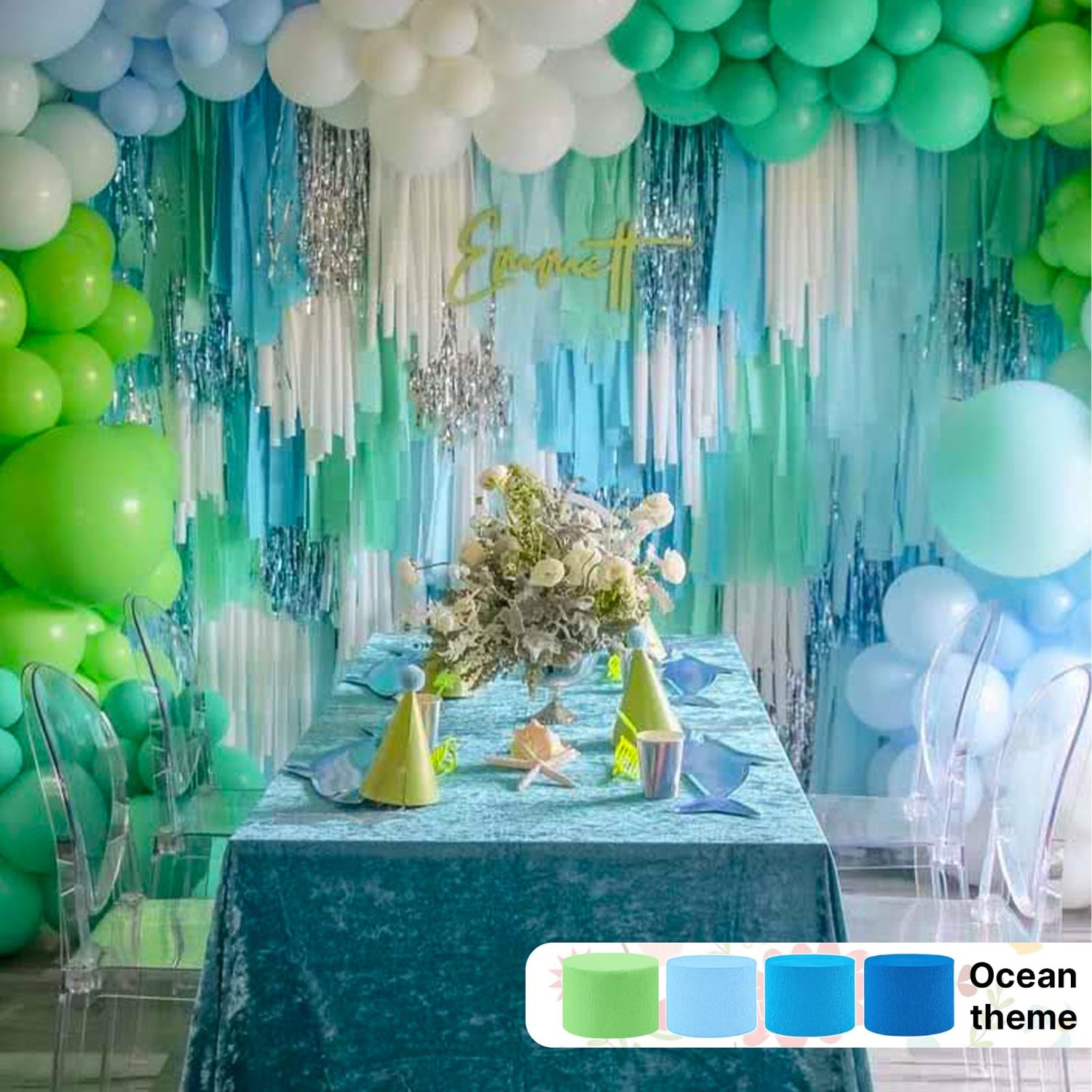 Light Blue Crepe Paper 4pcs