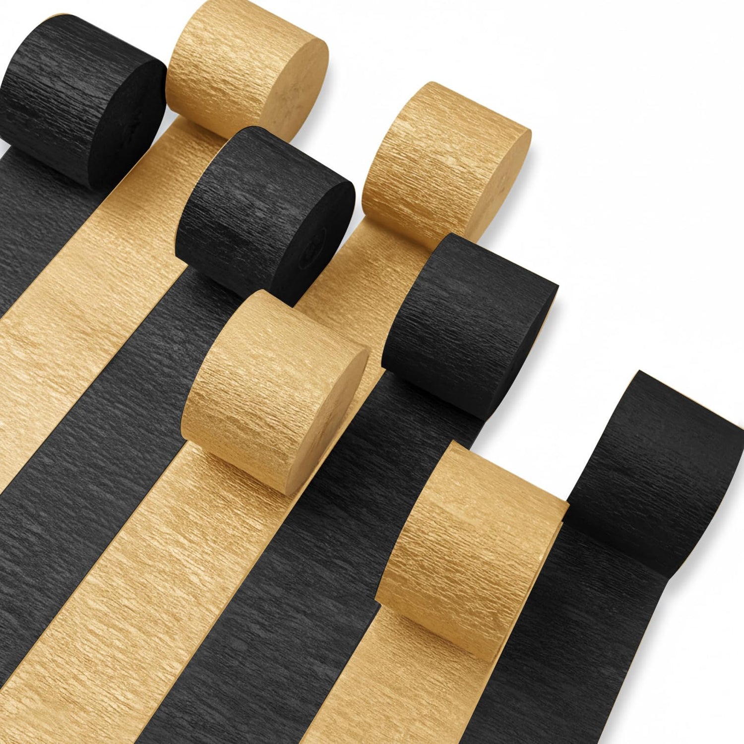 Black & Gold Crepe Paper 8pcs