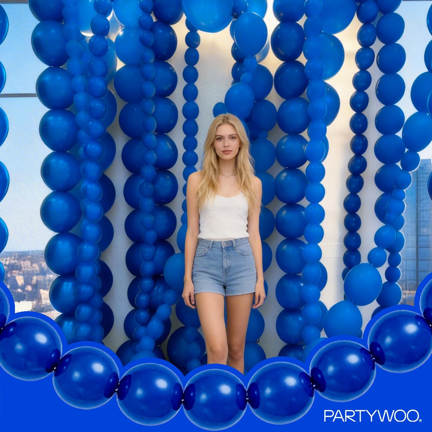 PartyWoo Royal Blue Linking Balloons 100pcs 6 Inch Dark Blue Link Balloons for Baby Shower Gender Reveal Anniversary Graduation Under The Sea Birthday Bachelorette Party Decorations Blue-y59