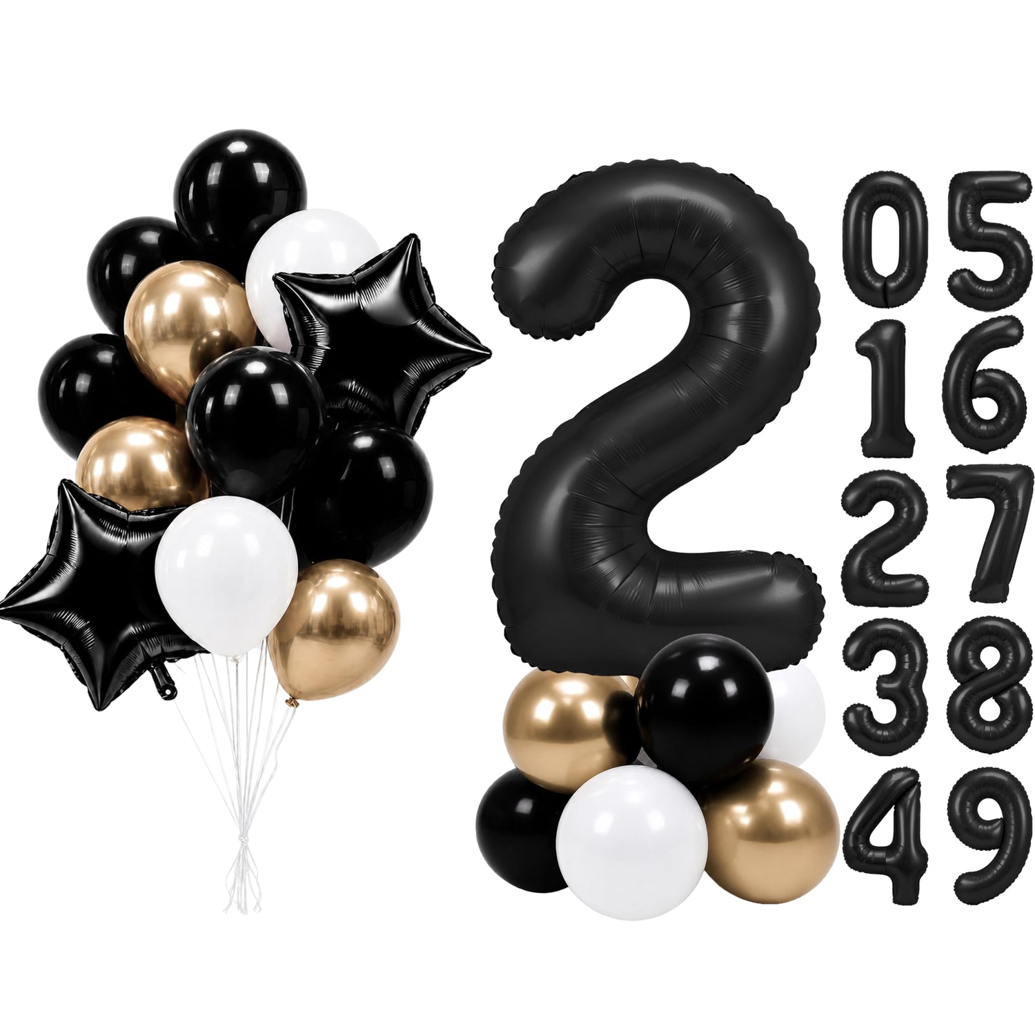 Black-LG12 Number 2 Balloon Set 25pcs (40 inch)