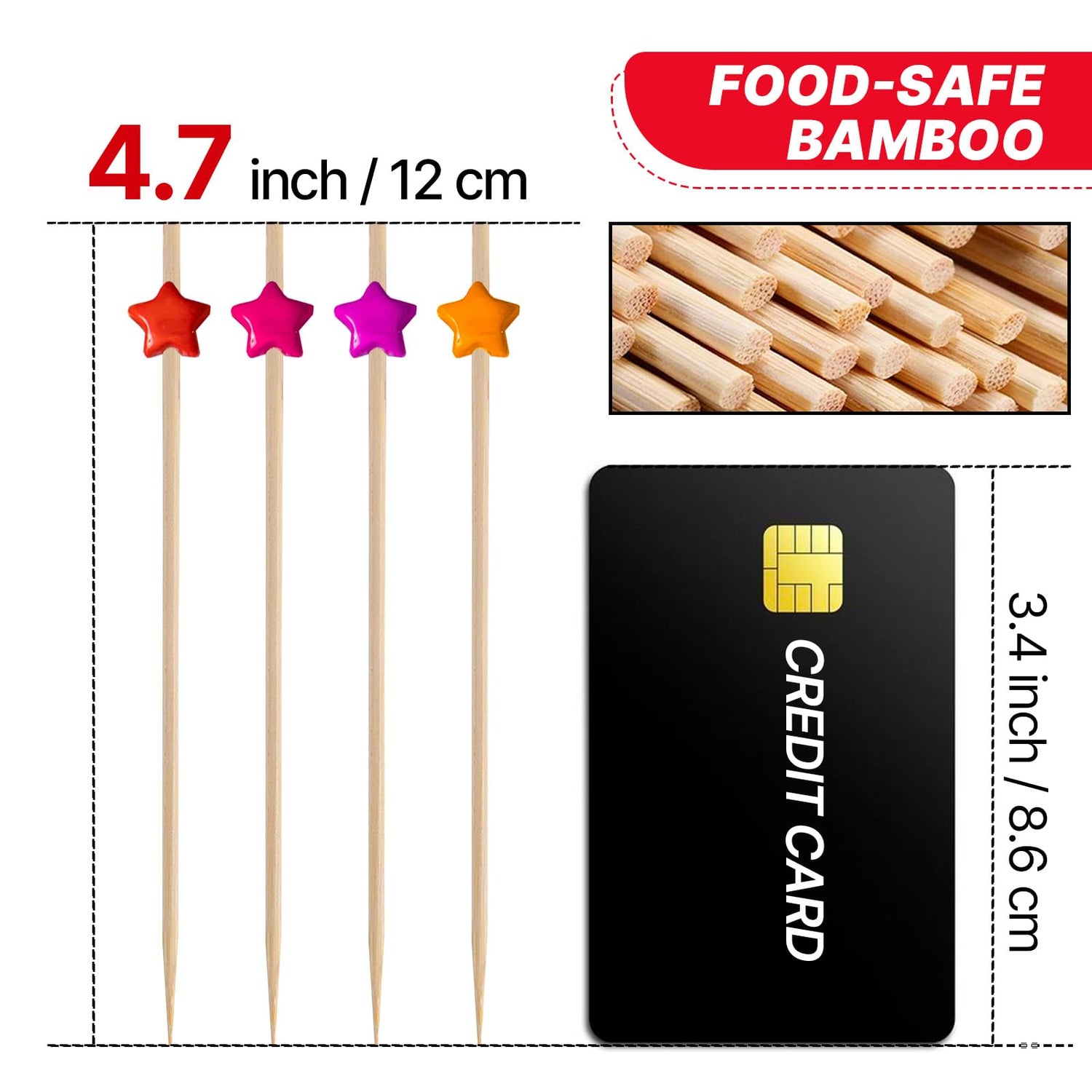 Multicolored Cocktail Picks (Bamboo) 100pcs