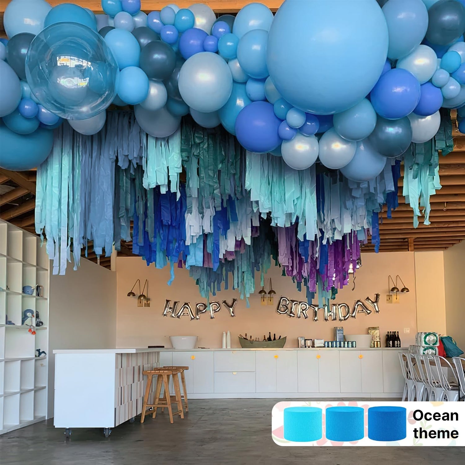 Blue Ombre Crepe Paper 6pcs