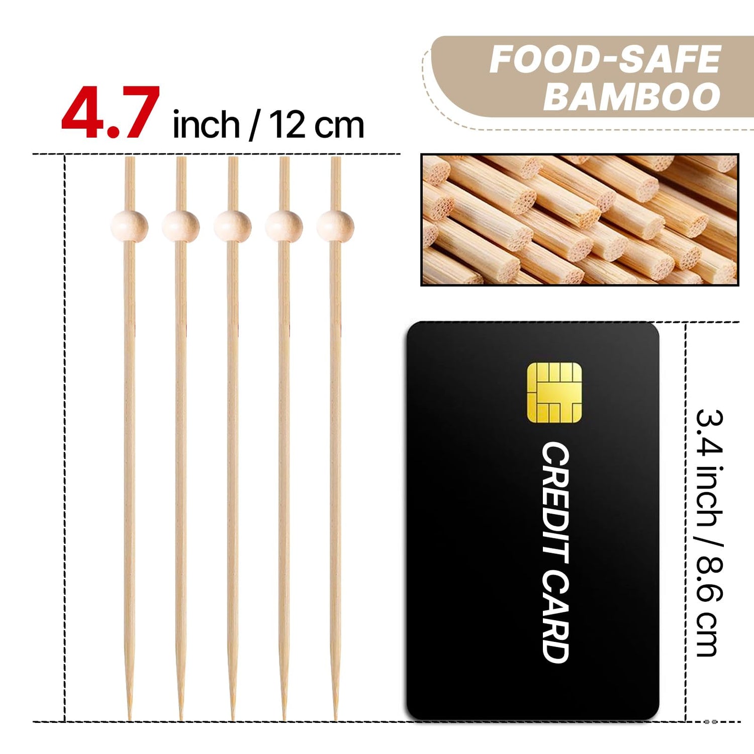 Natural Wood Cocktail Picks (Bamboo) 100pcs