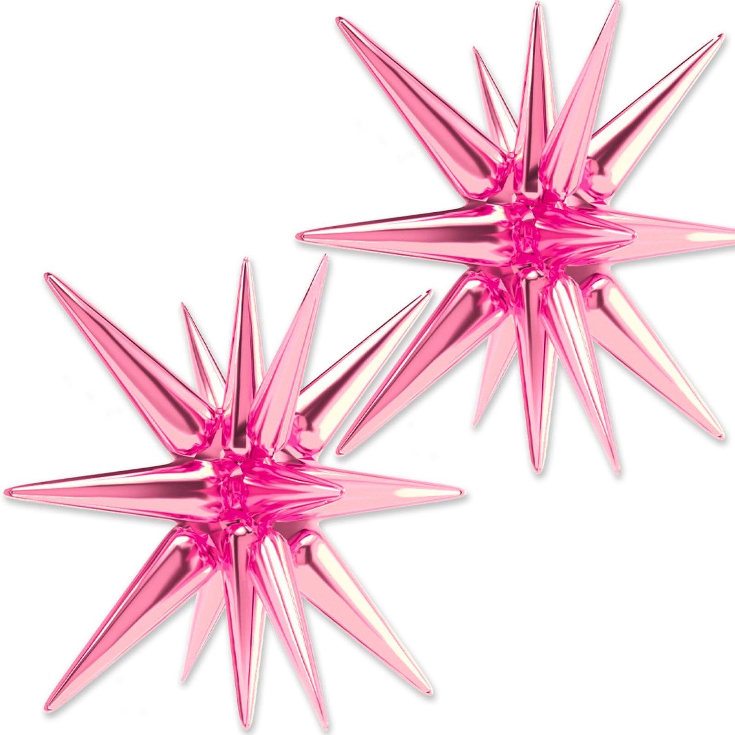 PartyWoo Pearl Pink Star Foil Balloons 2pcs 42 Inch Large Spike Explosion Mylar Balloons for Birthday Gender Reveal Baby Shower Engagement Bridal Shower Anniversary Bachelorette Party Decorations