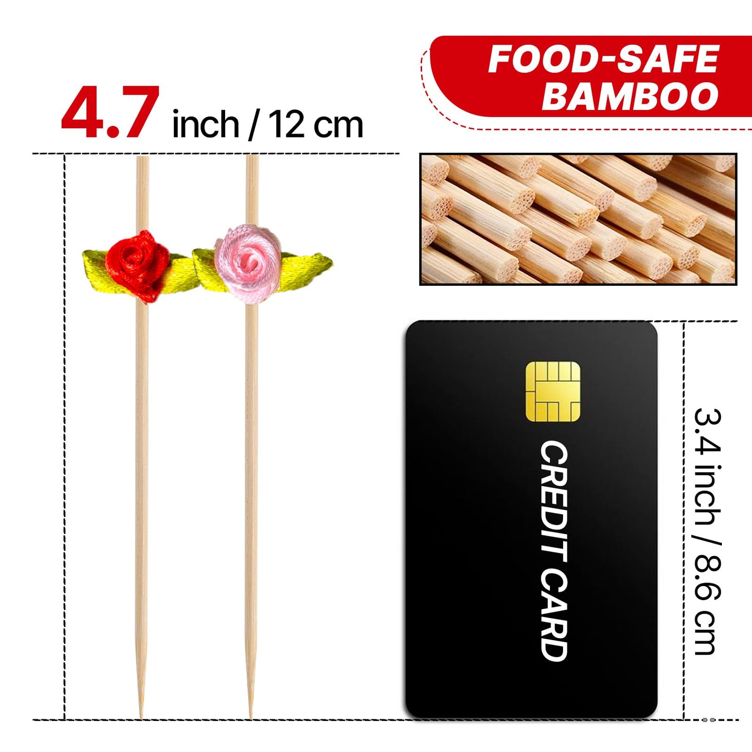 Multicolored Cocktail Picks (Bamboo) 100pcs