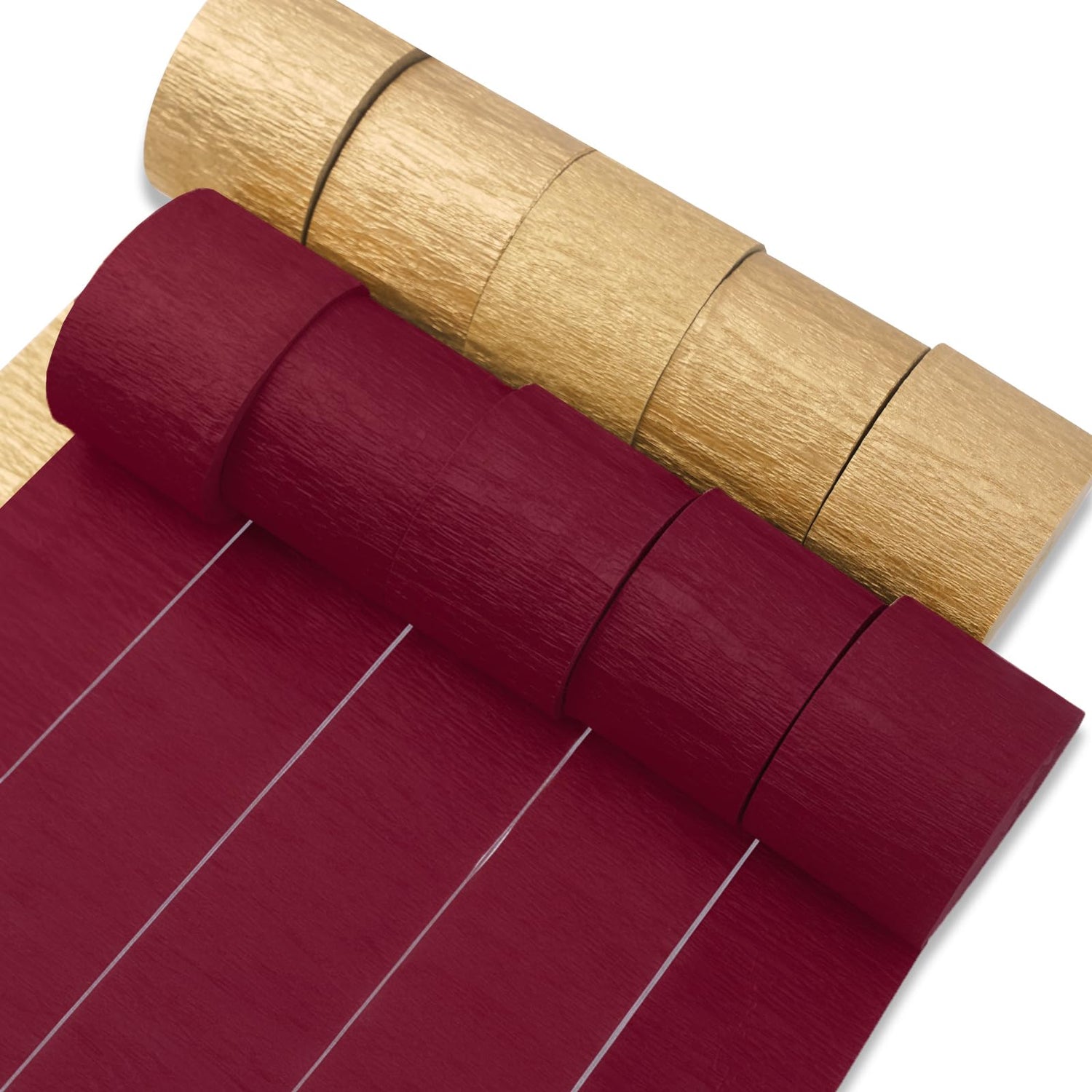 Burgundy & Gold Crepe Paper 10pcs