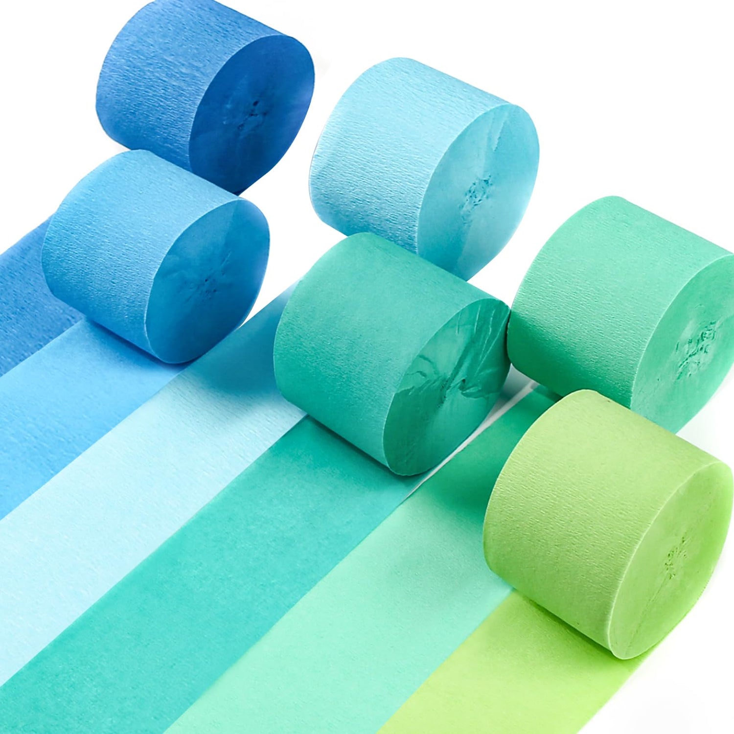 Blue Ombre & Green Ombre Crepe Paper 6pcs