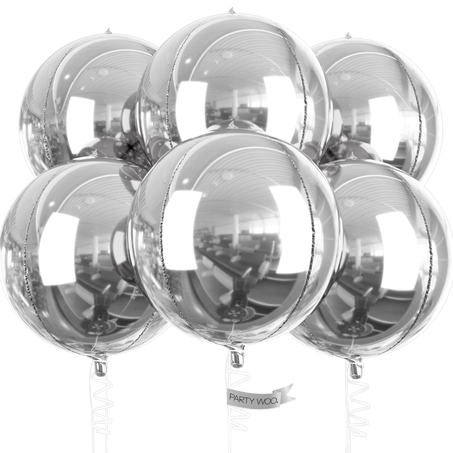 Silver-LG02 Foil Balloons 6pcs (22 inch)