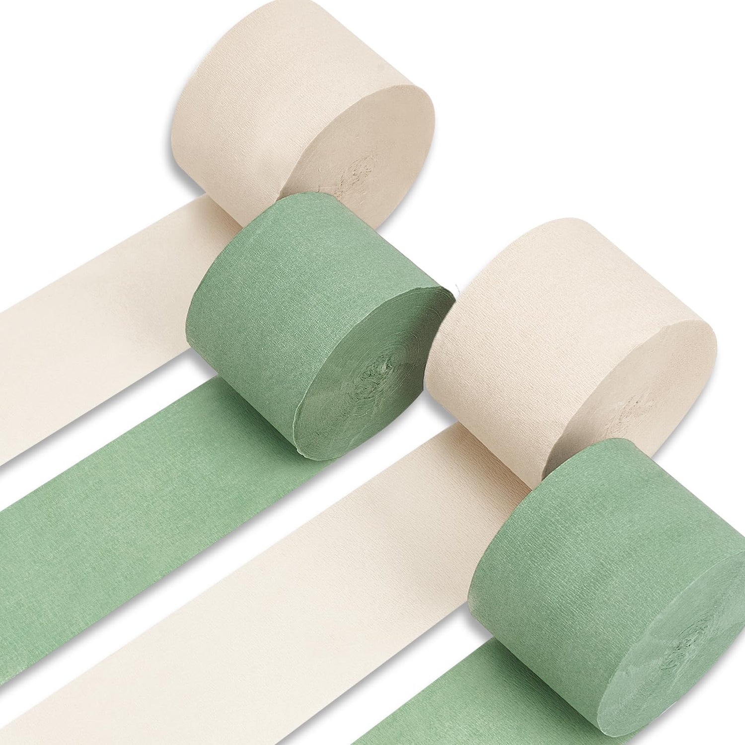Green & Sage Green Crepe Paper 4pcs