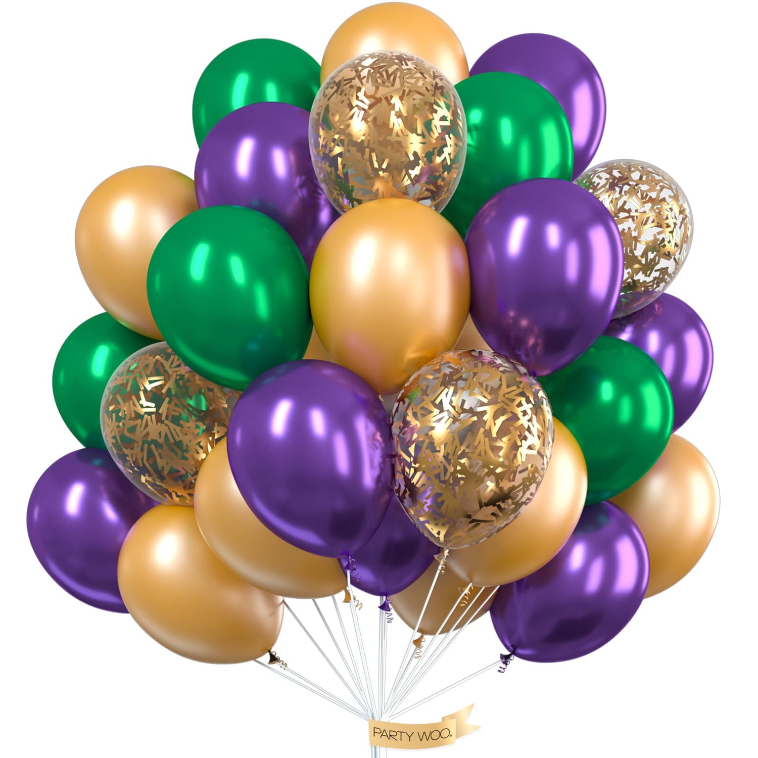 Green & Purple & Gold Balloons 50pcs (12 inch)