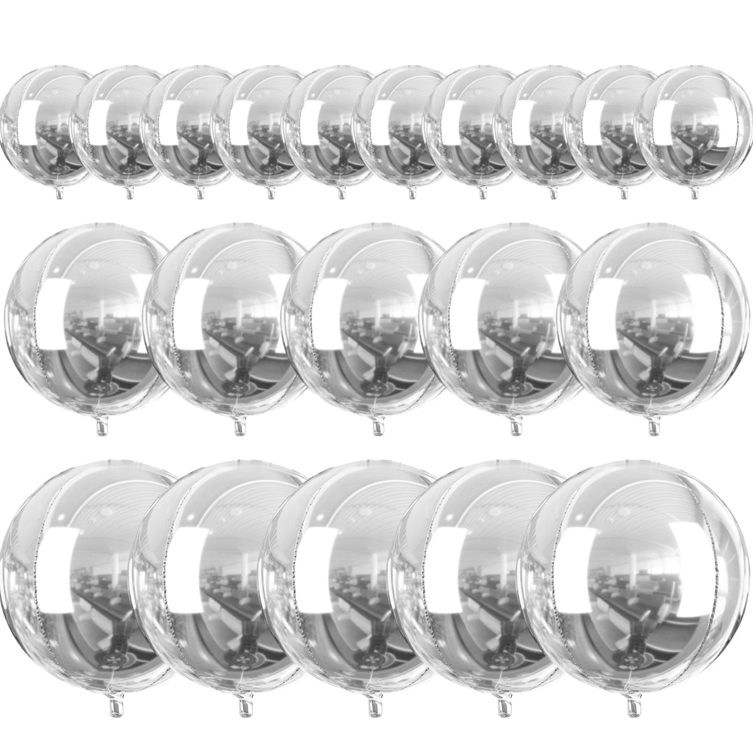 PartyWoo Metallic Silver Foil Balloons 20pcs Different Sizes Pack of 22 15 10 Inch Large Round Foil 4D Inflatable Mirror Ball Mylar Balloons for Graduation Birthday Engagement Party Decorations