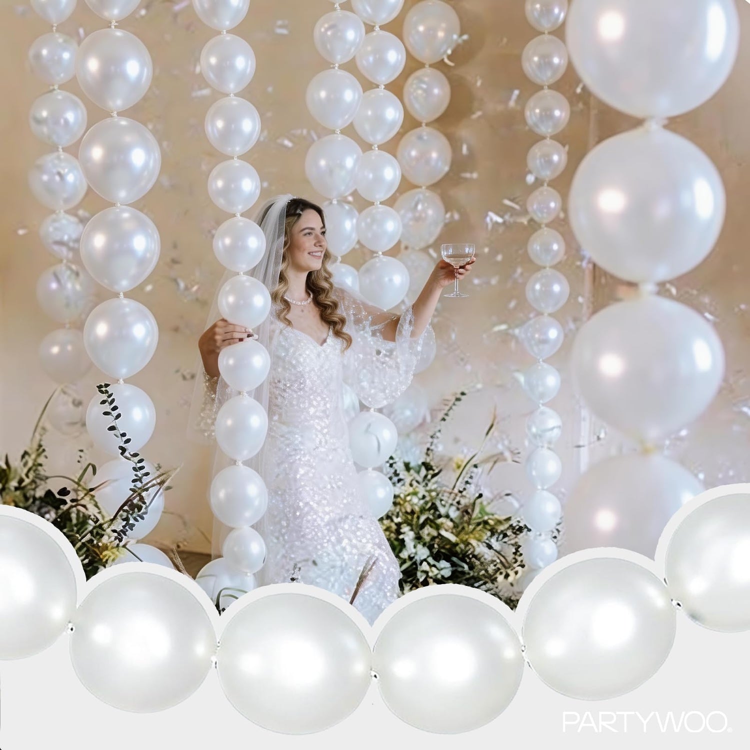 White-Z30 Linking Balloons 100pcs (12 inch)
