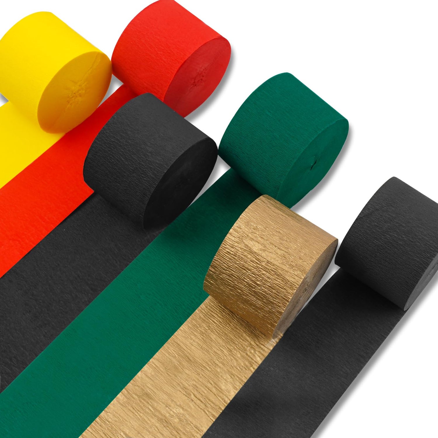 Gold & Green & Red & Yellow Crepe Paper 6pcs
