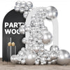 Silver-G102 Metallic Balloons Arch Kit Garland 155pcs (5/10/12/18 inch)