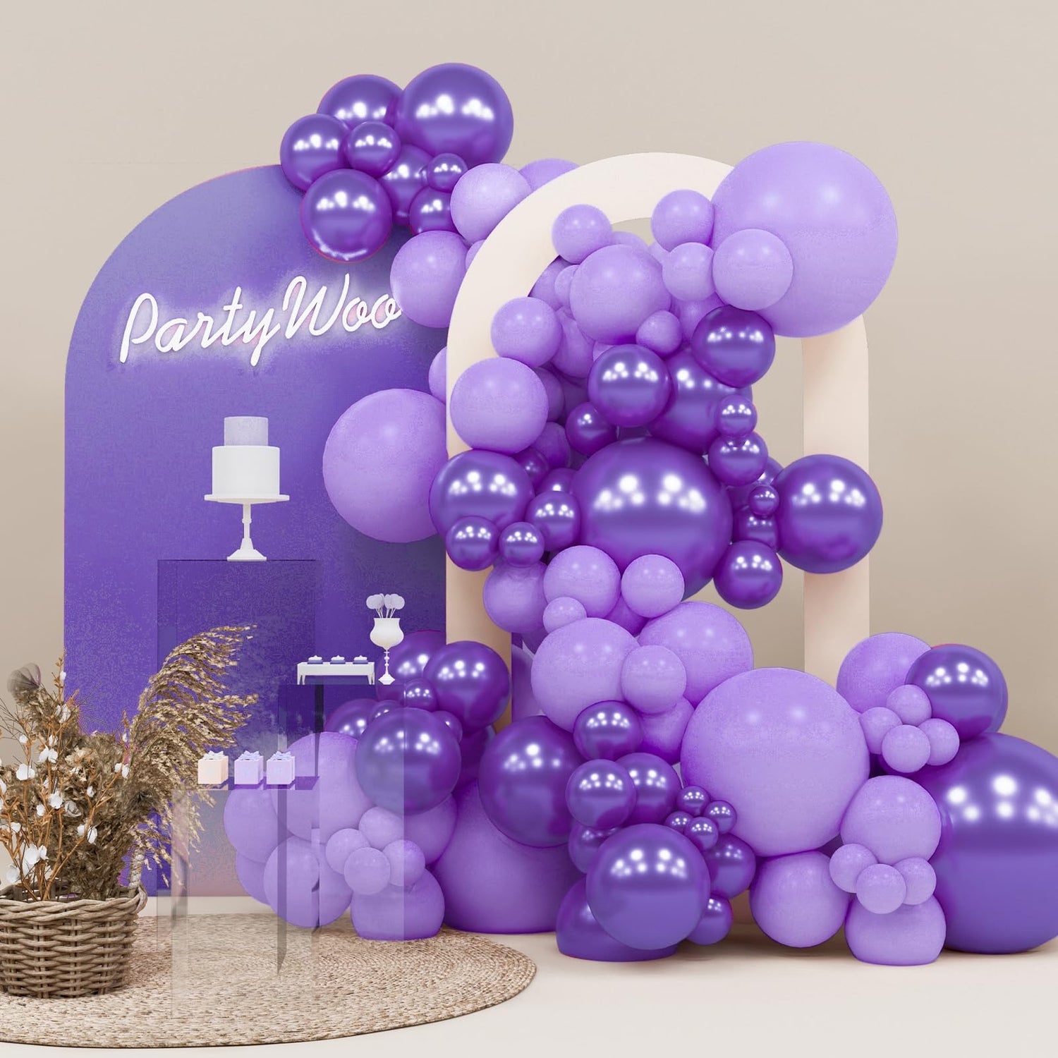 Purple-G105 & Purple-Q10 Balloons Arch Kit Garland 140pcs (5/10/12/18 inch)