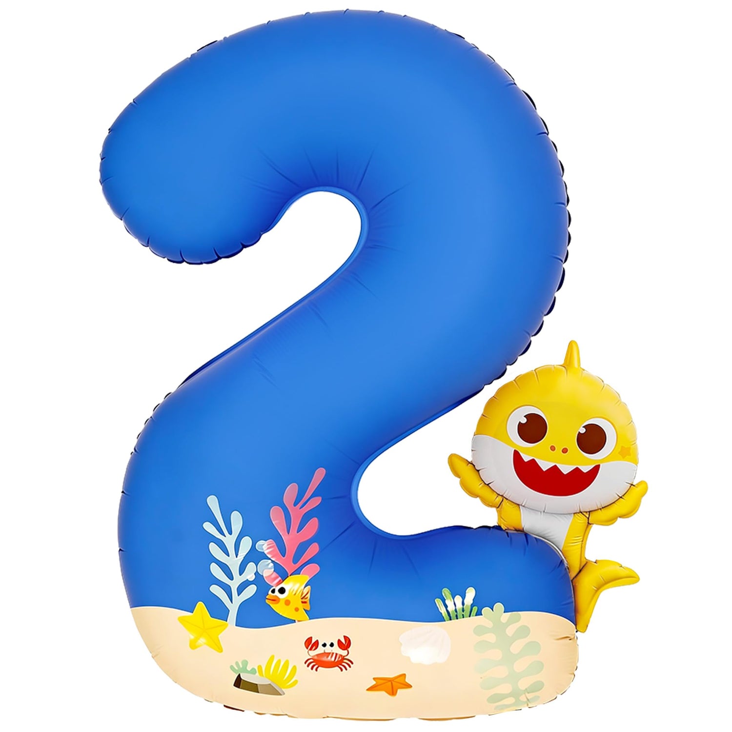 Baby Shark Blue Foil Number 2 Balloon 40 Inch