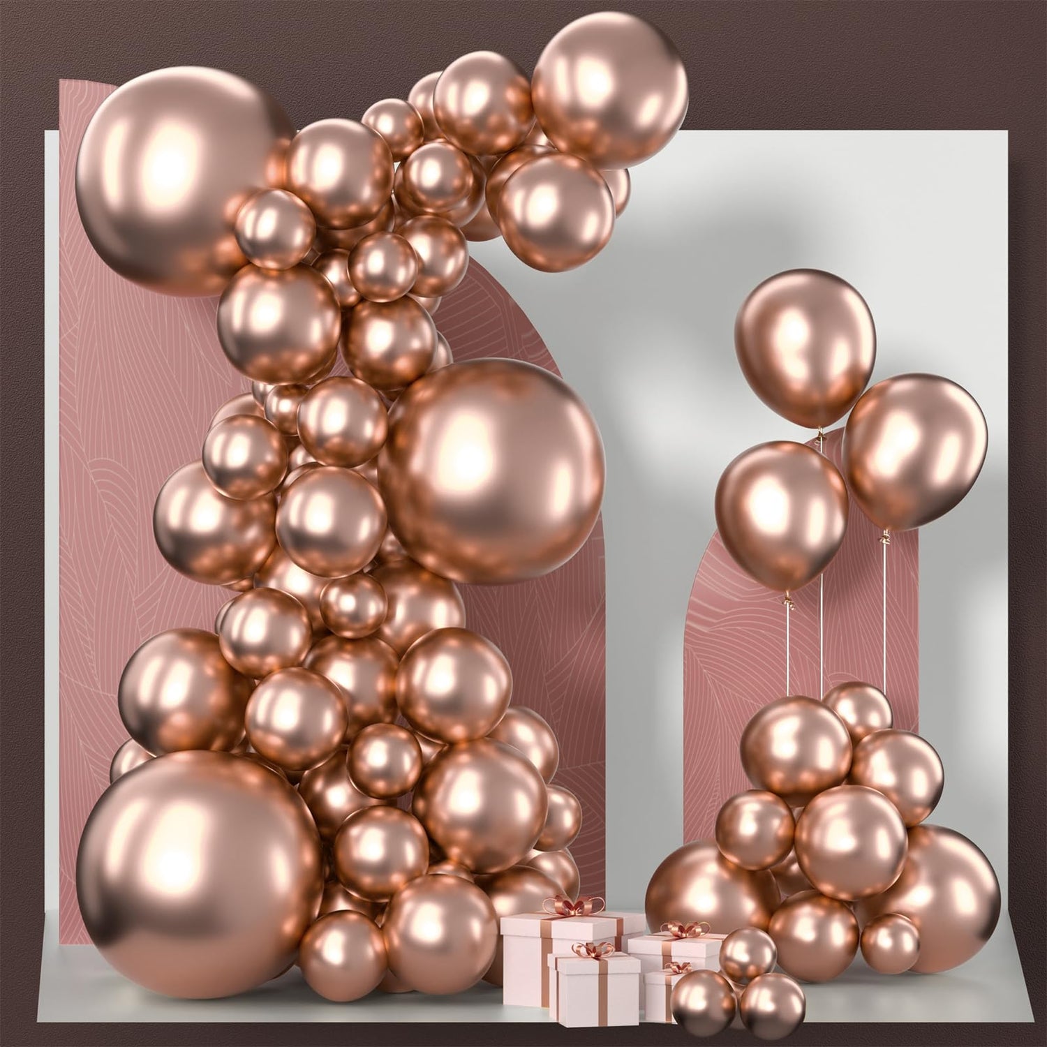 Rose Gold-G107 Metallic Balloons Arch Kit Garland 100pcs (5/10/12/18 inch)