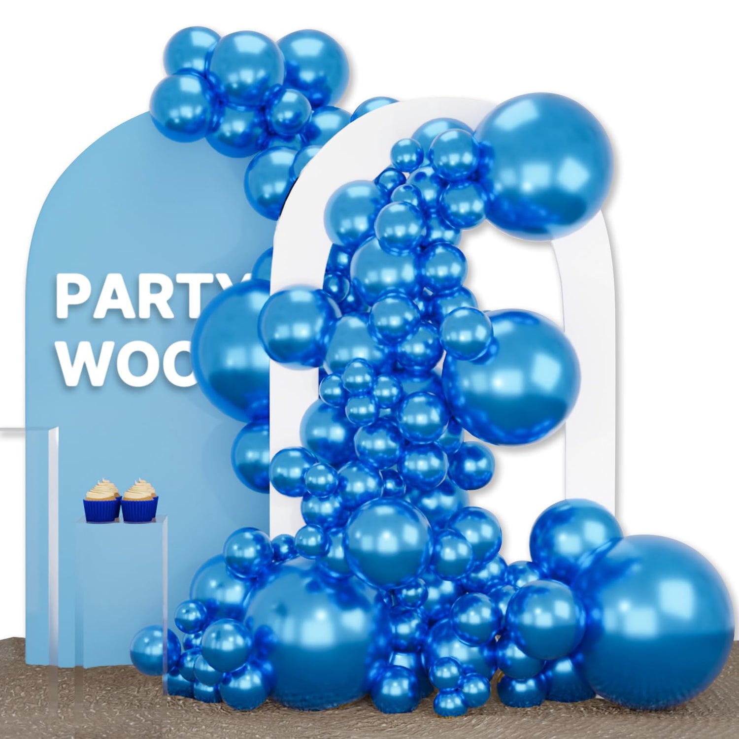 Blue-G106 Metallic Balloons Arch Kit Garland 140pcs (5/10/12/18 inch)
