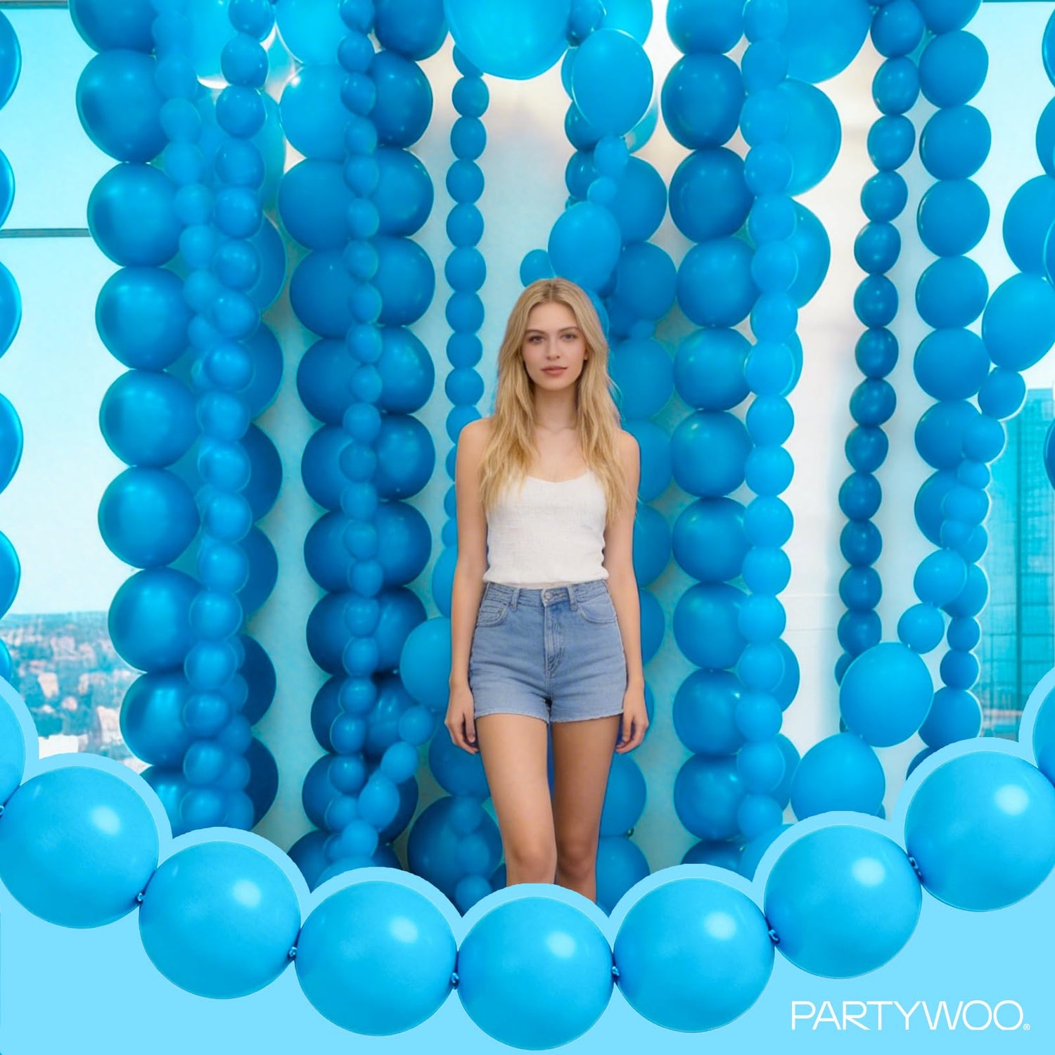 Blue-Y20 Linking Balloons 100pcs (6 inch)