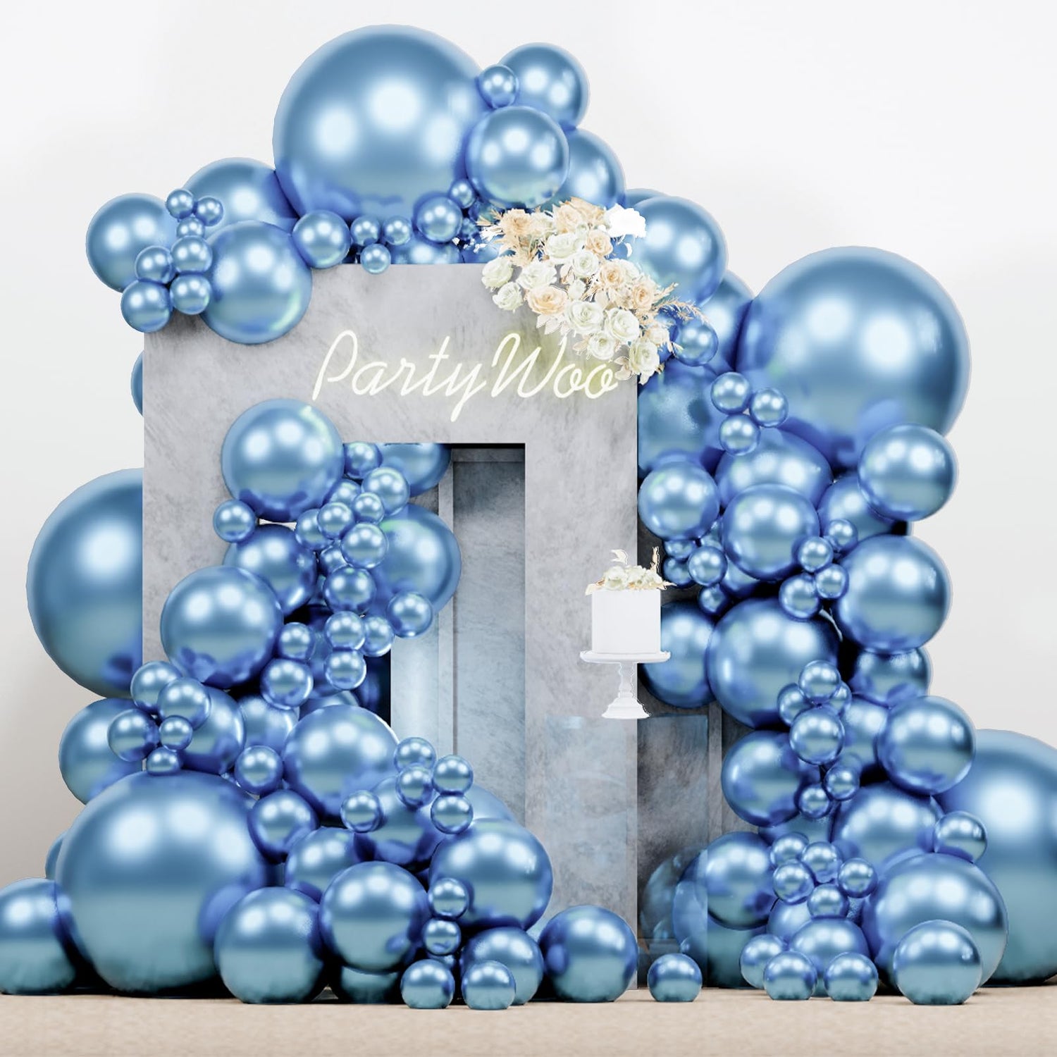 Blue-G119 Metallic Balloons Arch Kit Garland 140pcs (5/10/12/18 inch)