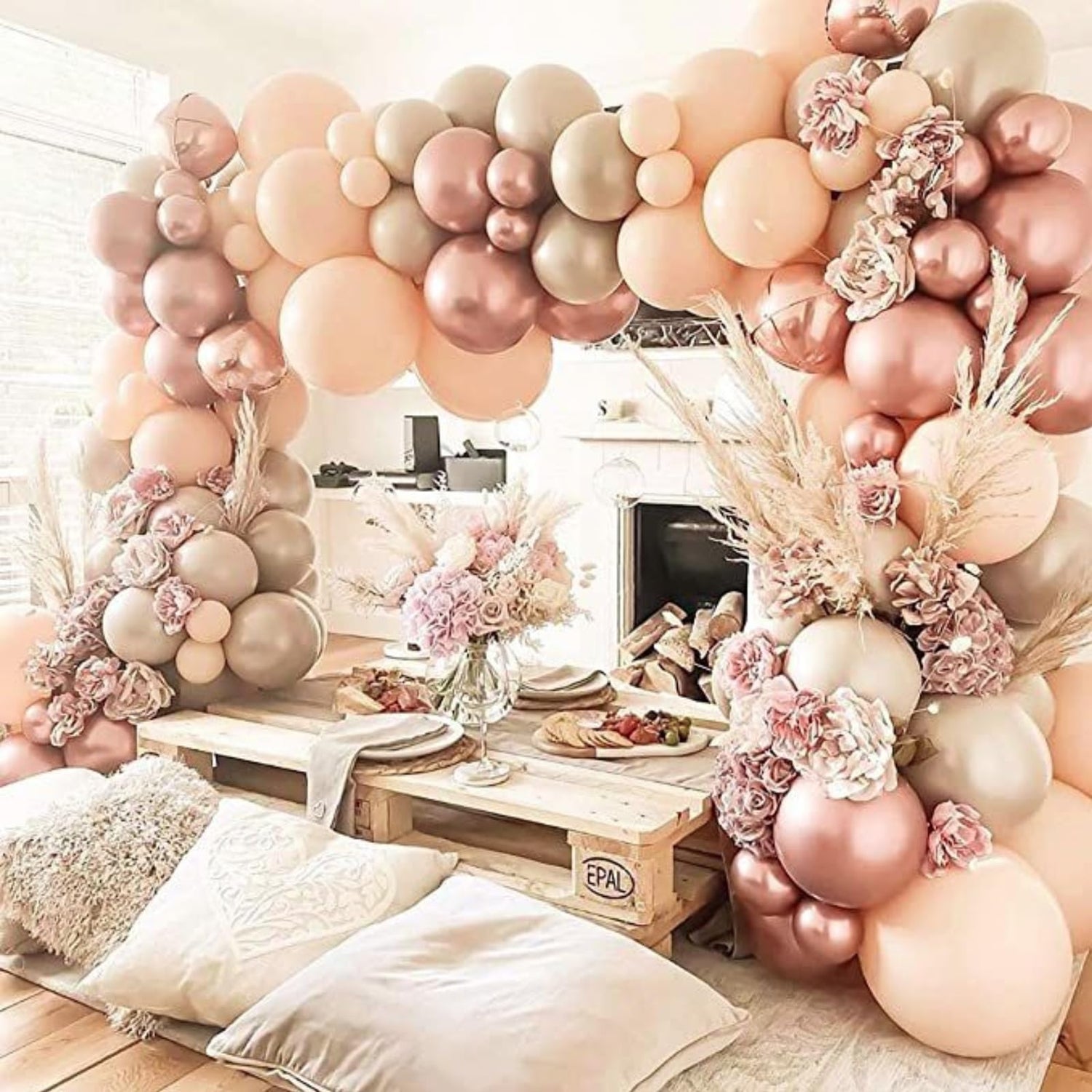 Pink & White & Gold Balloons Arch Kit Garland 140pcs (5/10/12/18 inch)
