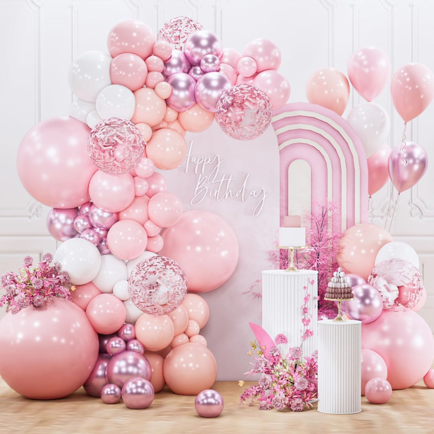 Light Pink Ombre Balloons Arch Kit Garland 140pcs (5/10/12/18 inch)