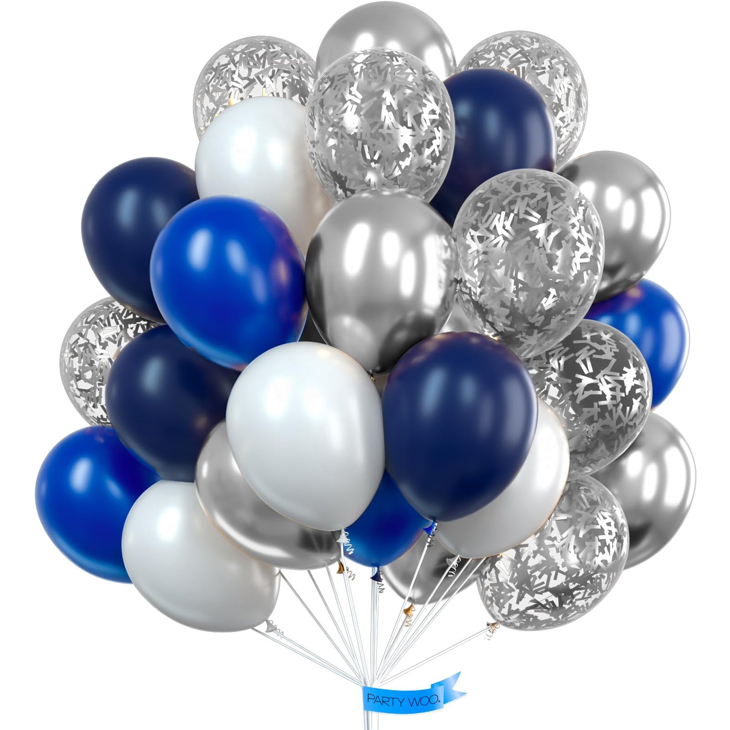 Blue & Navy Blue & Silver Balloons 100pcs