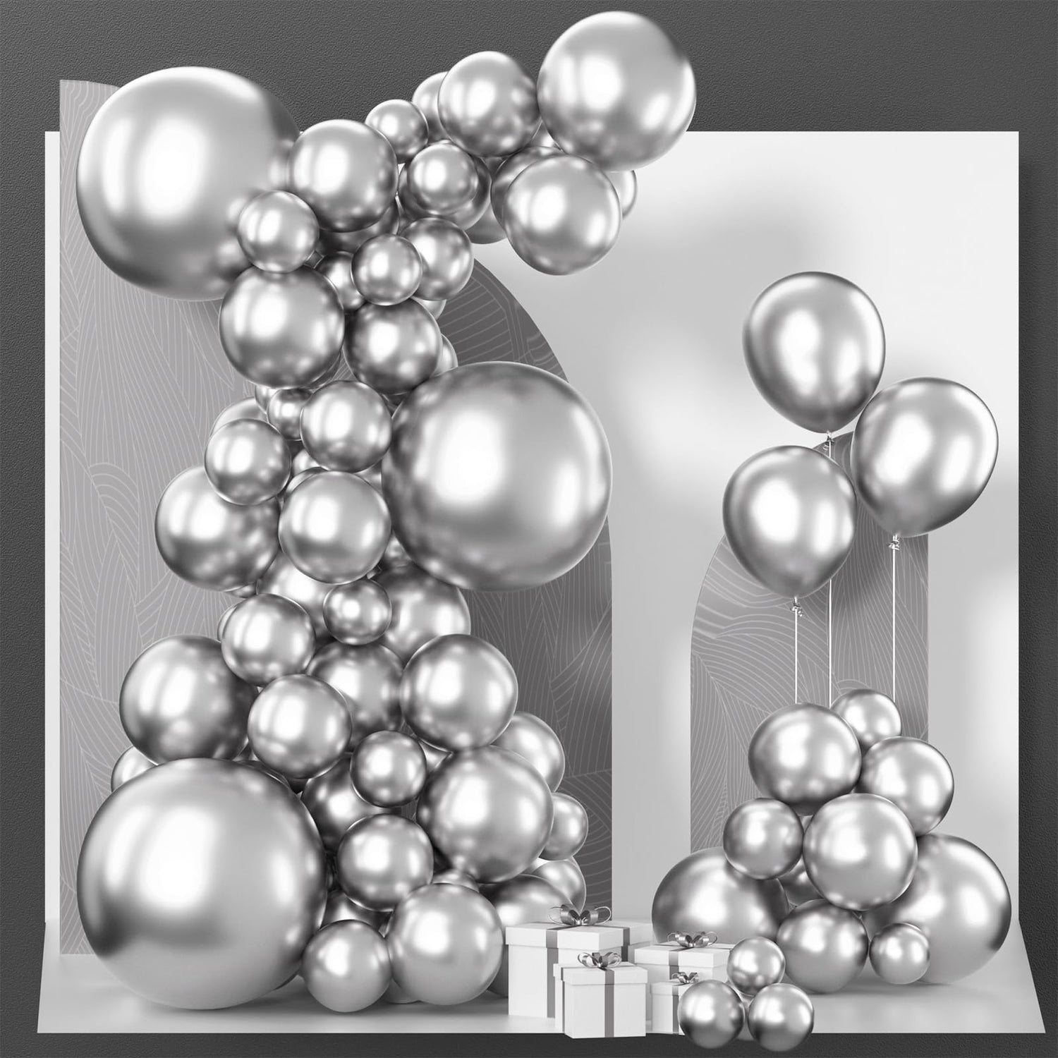 Silver-G102 Balloons Arch Kit Garland 85pcs (5/10/12/18 inch)