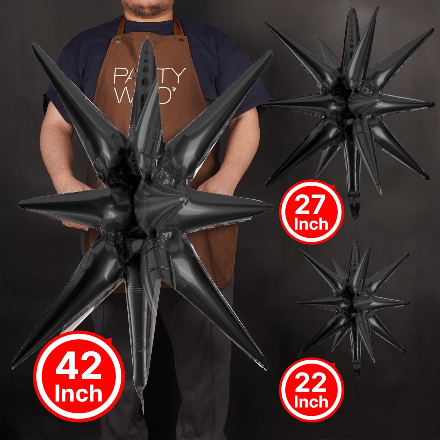 Black-LG12 Foil Balloons 10pcs (22/27/42 inch)