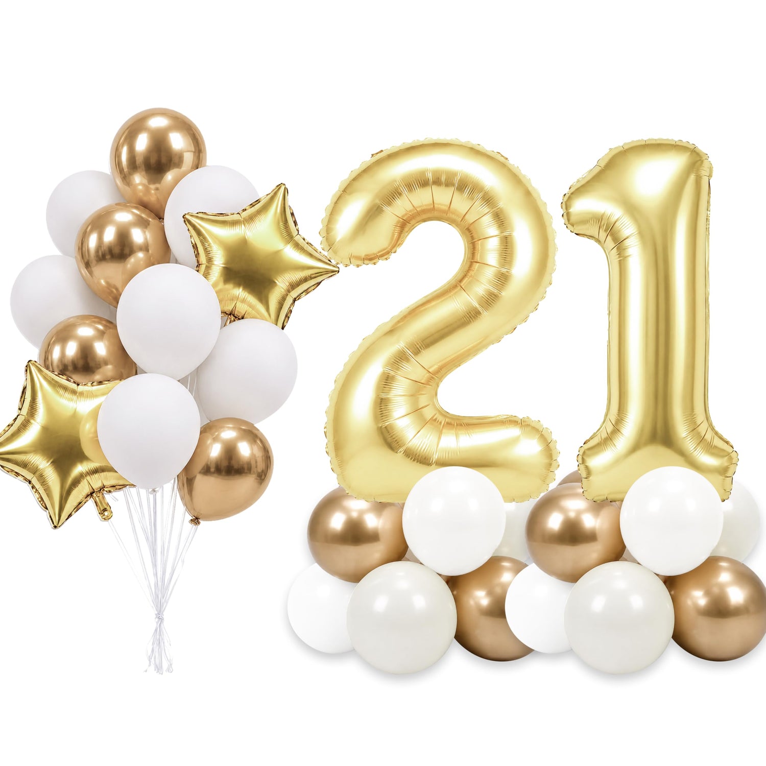 Light Gold Number 21 Balloon Set 33pcs (40 inch)
