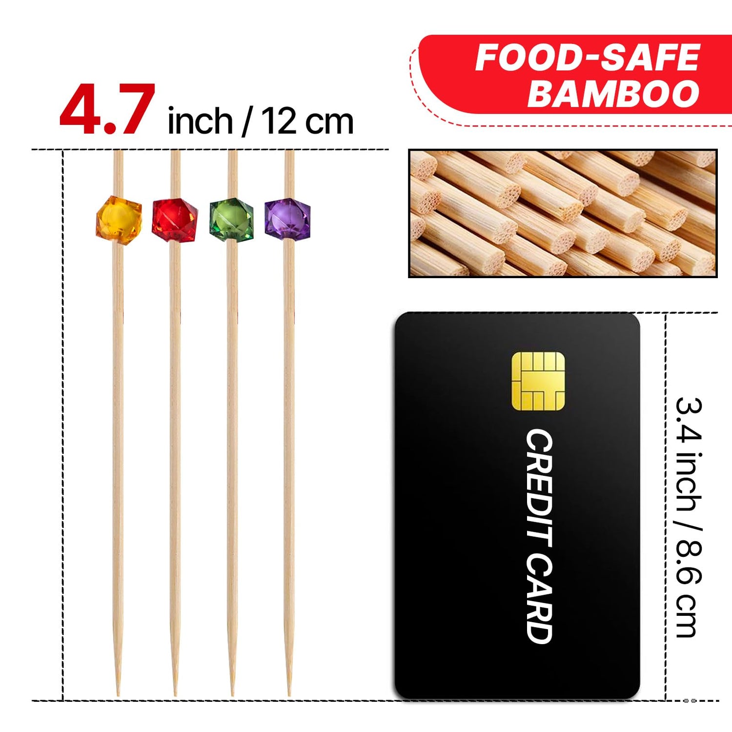 Multicolored Cocktail Picks (Bamboo) 300pcs
