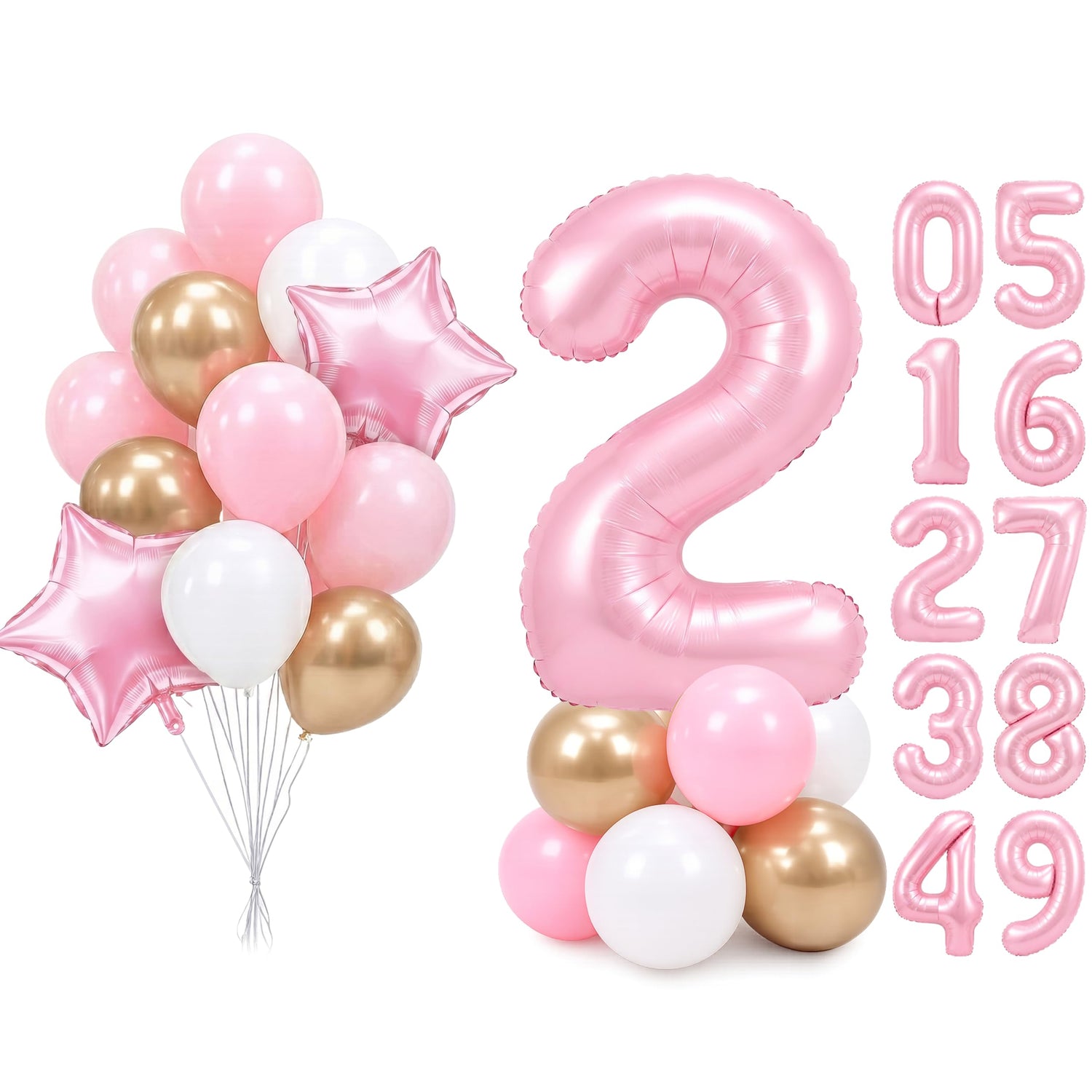Baby Pink-A73 Number 2 Balloon Set 25pcs (40 inch)