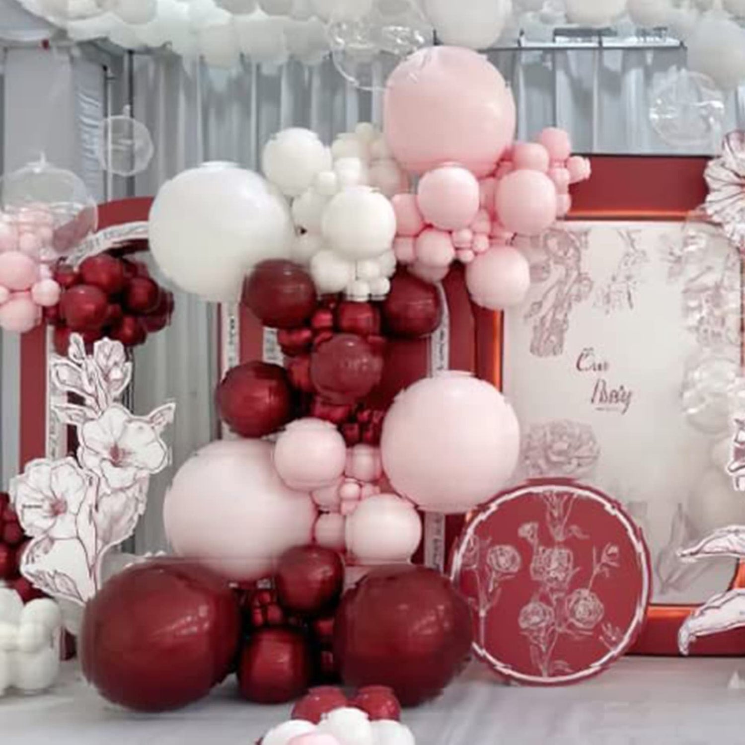 Red Wine Pink Balloons 140pcs