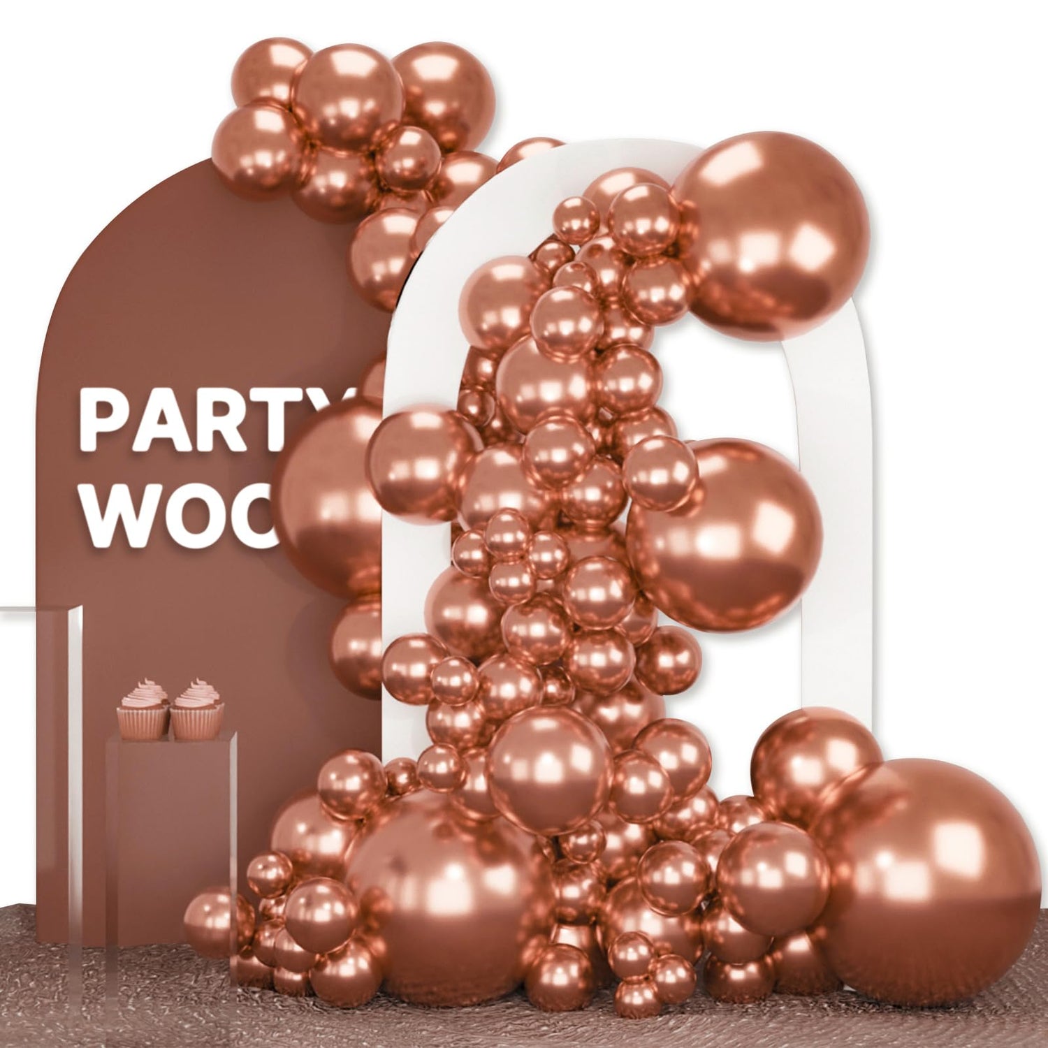 Rose Gold-G107 Metallic Balloons Arch Kit Garland 140pcs (5/10/12/18 inch)