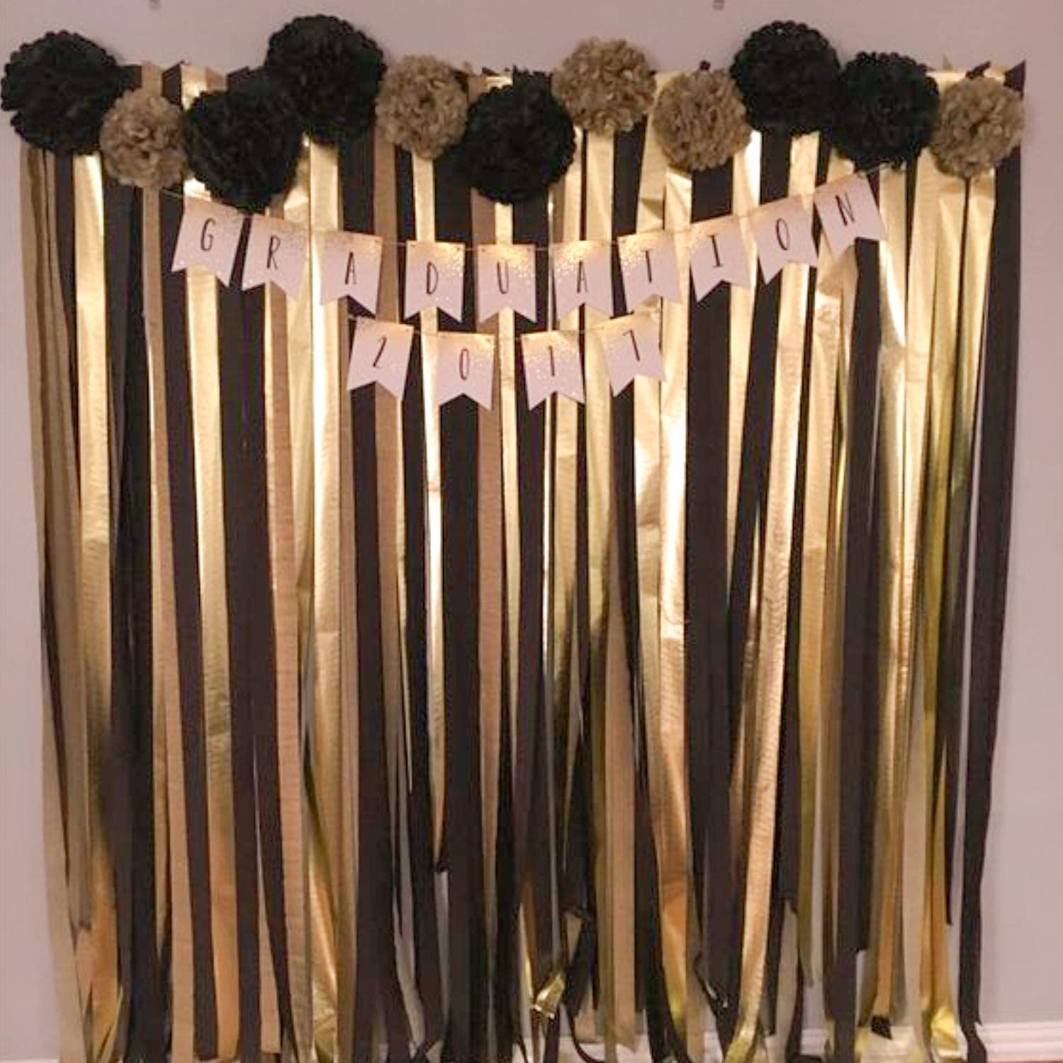 Gold & Silver & Black Crepe Paper 6pcs