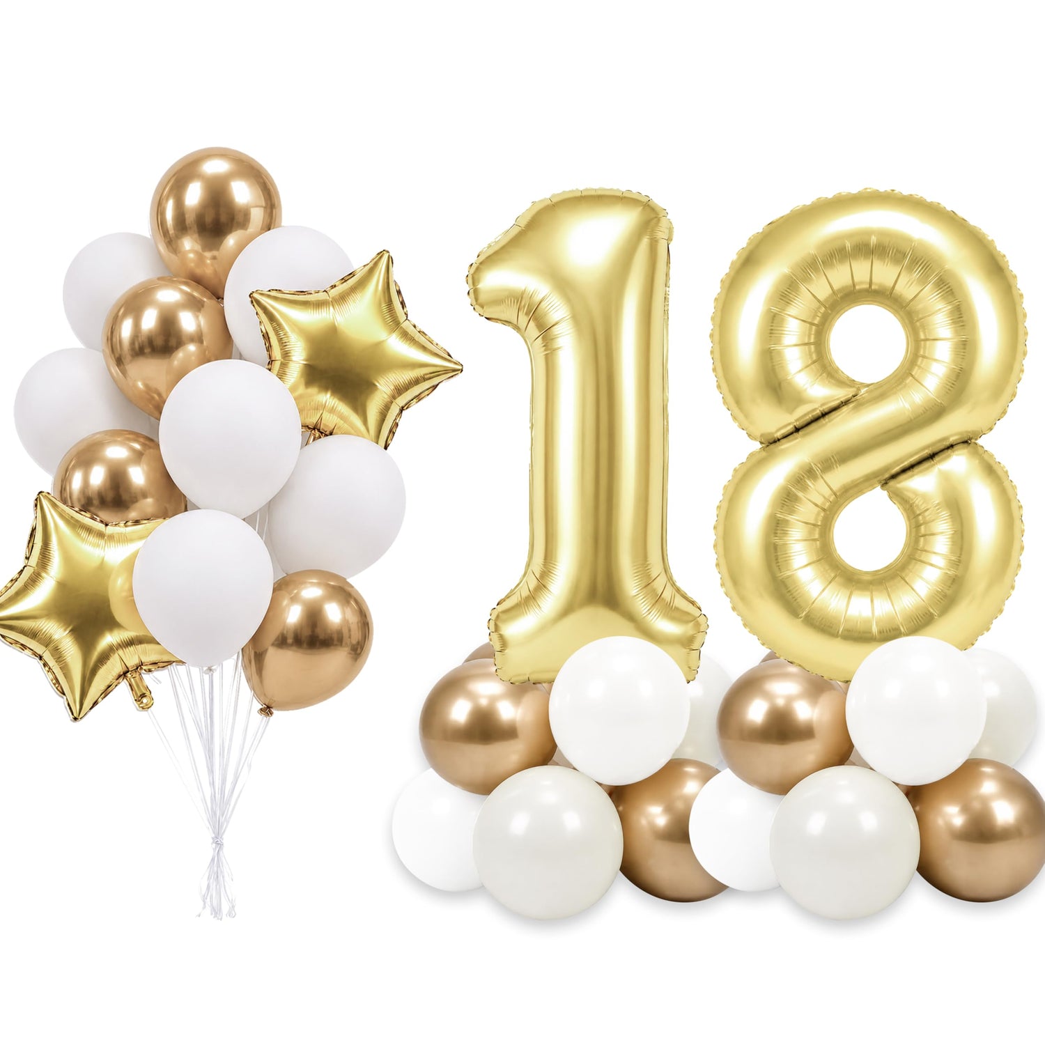 Light Gold Number 18 Balloon Set 33pcs (40 inch)