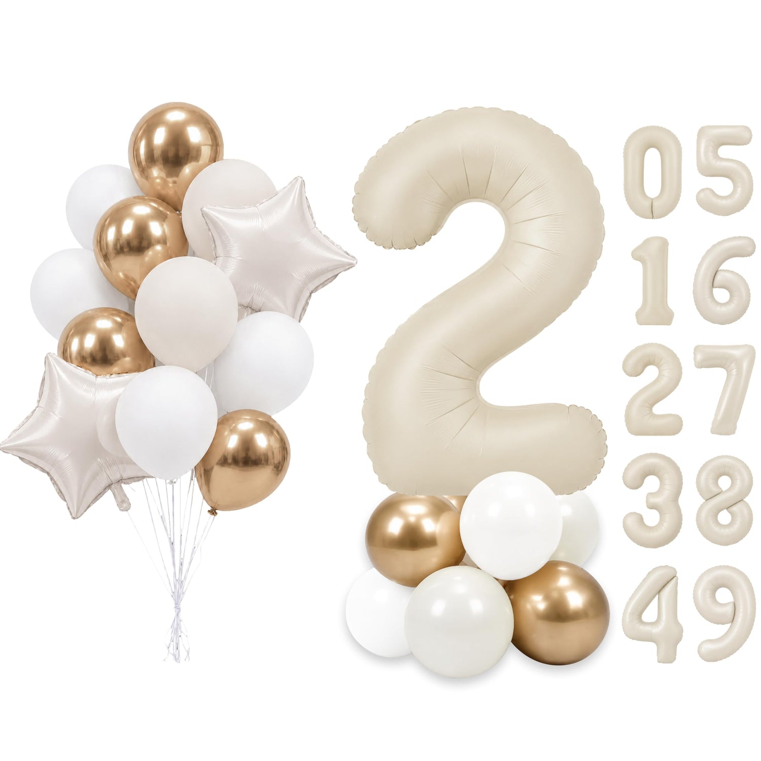 Cream White Number 2 Balloon Set 25pcs (40 inch)