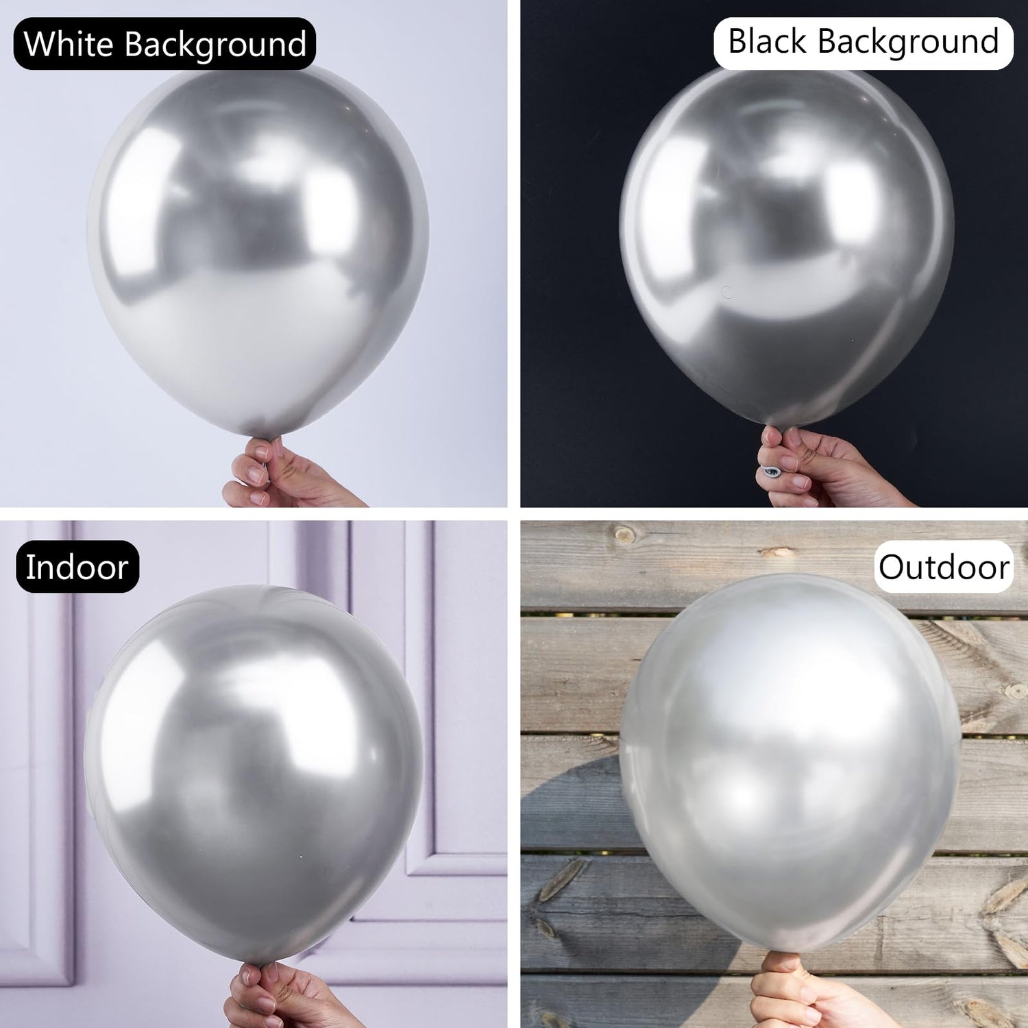 Silver-G102 Metallic Balloons 100pcs (12 inch)