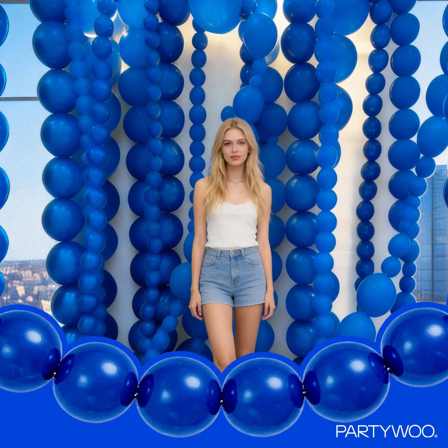 Blue-Y59 Linking Balloons 100pcs (12 inch)