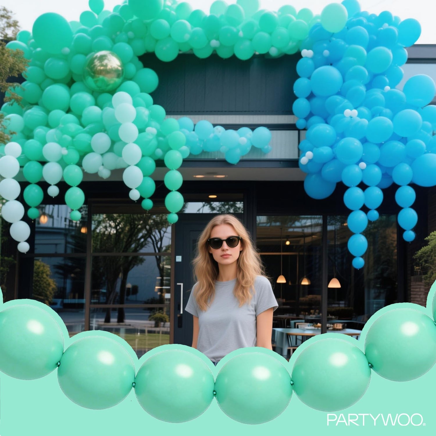 PartyWoo Light Green Linking Balloons 100pcs 12 Inch Mint Pastel Peppermint Green Link Balloons for Graduation Baby Shower Engagement Spring Woodland Birthday Tea Party Decorations Green-W16