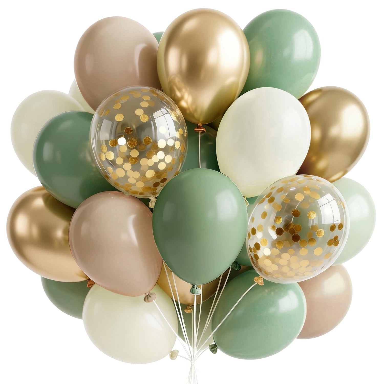 Green & Sand White Balloons 65pcs