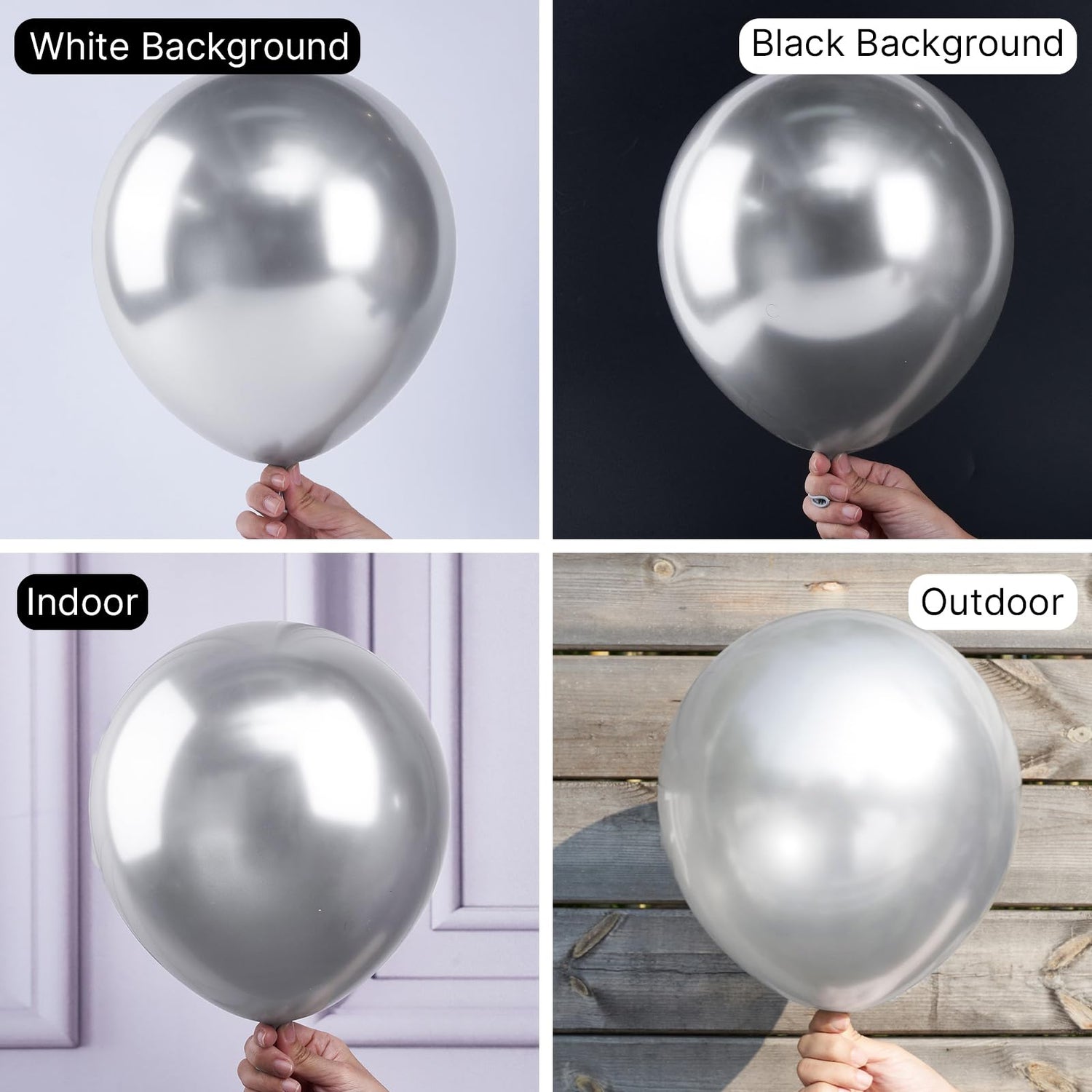 Silver-G102 Metallic Balloons 50pcs (12 inch)