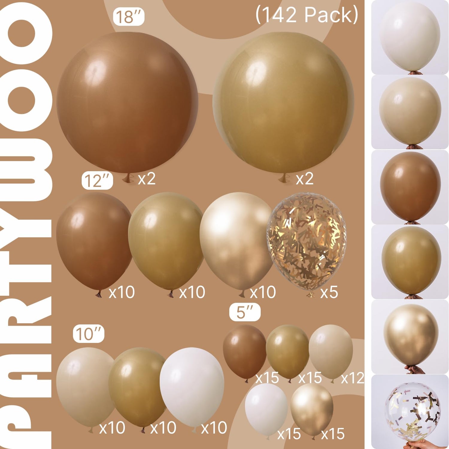 Vintage Earth Tone Ombre Balloons 142pcs