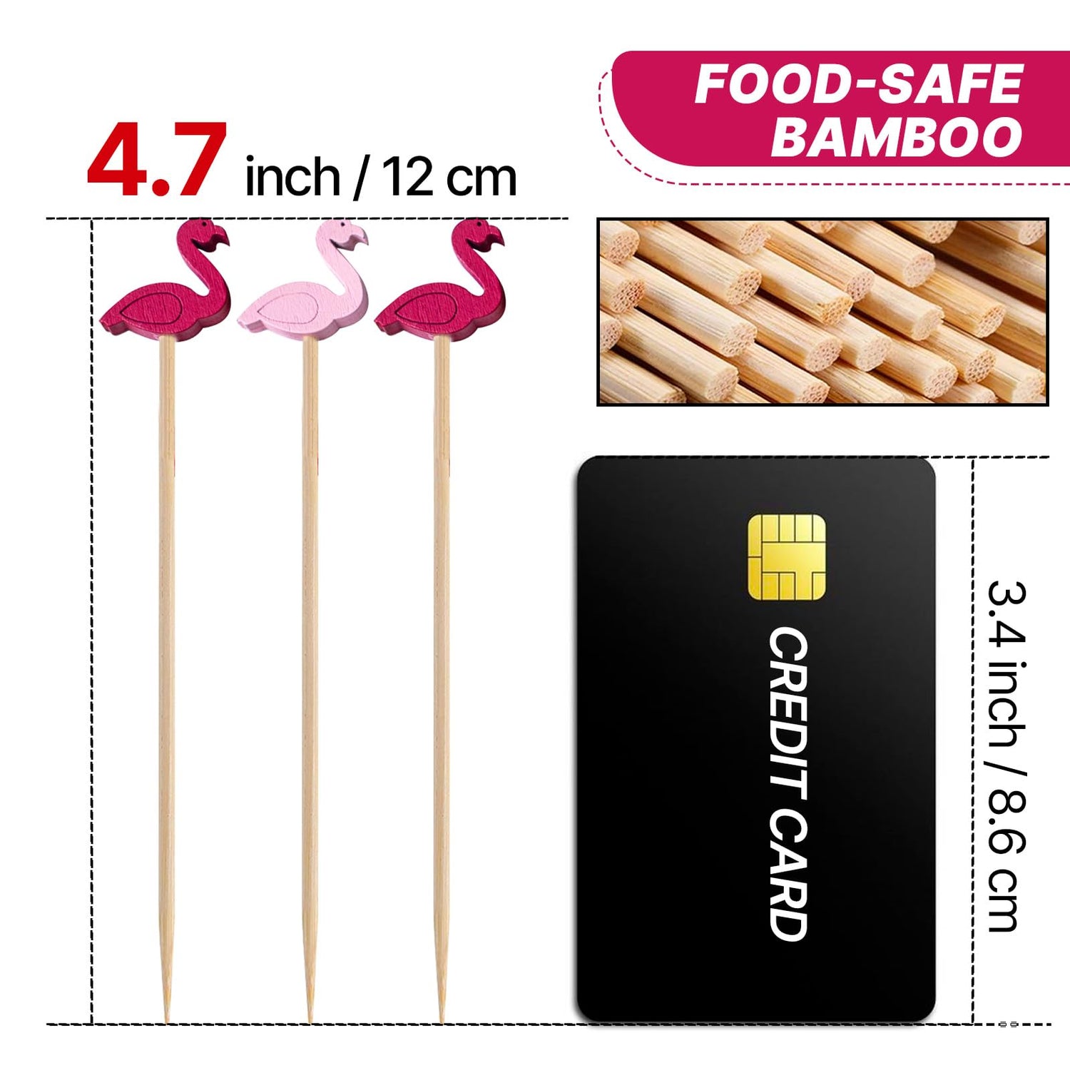 Pink-LG713 Cocktail Picks (Bamboo) 100pcs