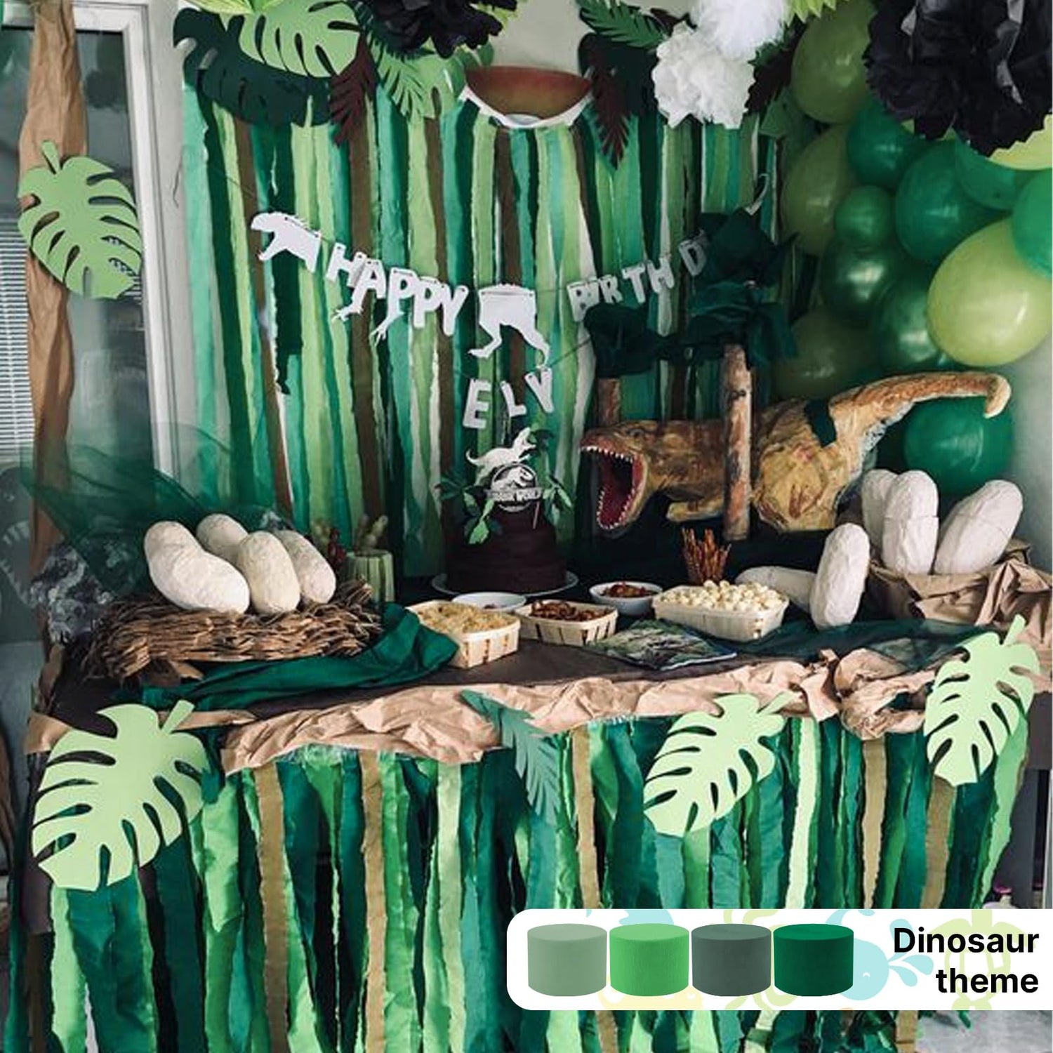 Green Ombre Crepe Paper 6pcs