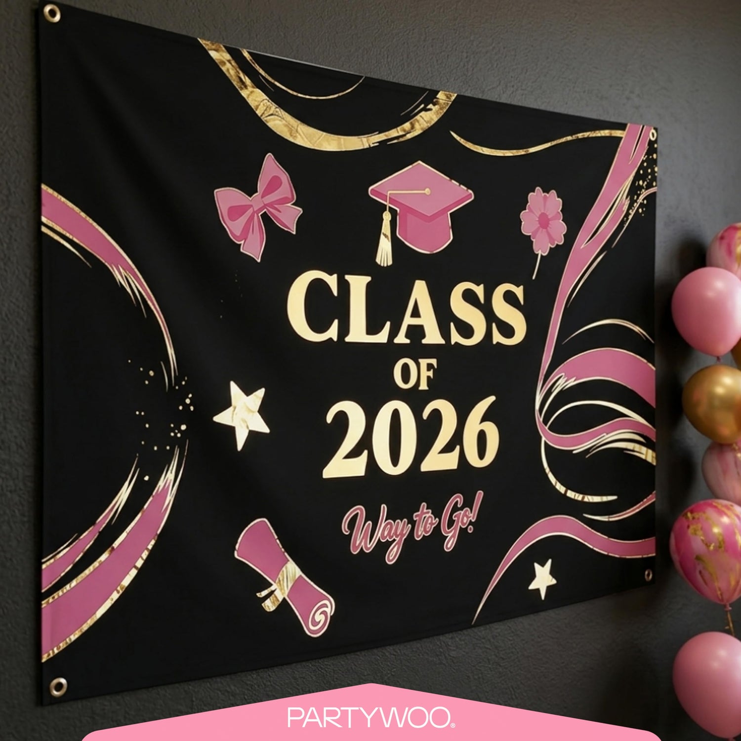Pink & Gold Graduation Decorations 40pcs