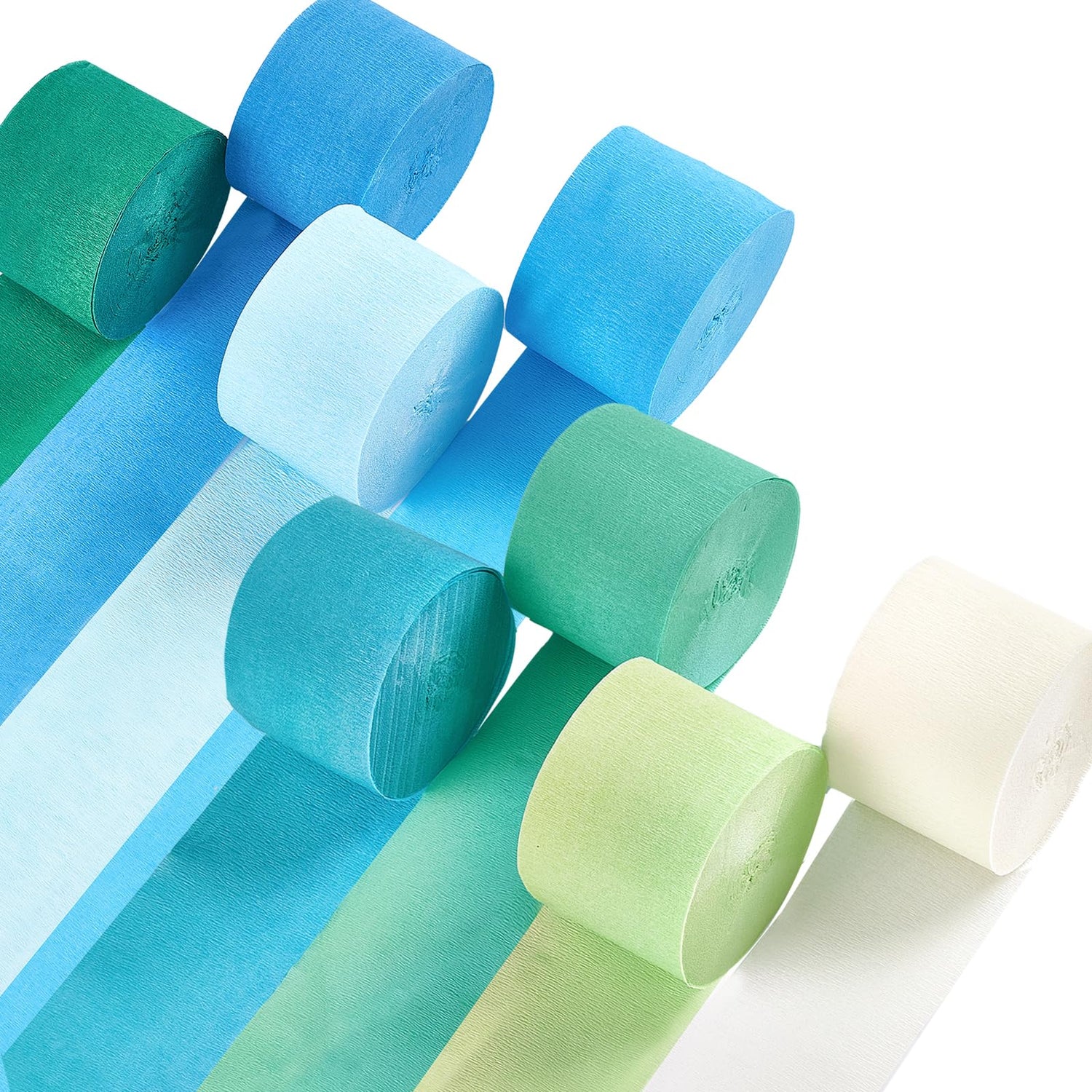 Ombre Blue & Green Crepe Paper 8pcs