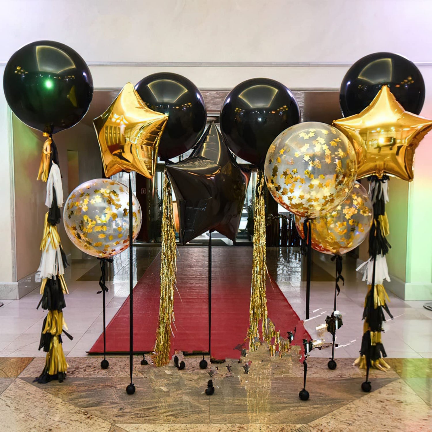 Black-LG12 Foil Balloons 6pcs (22 inch)
