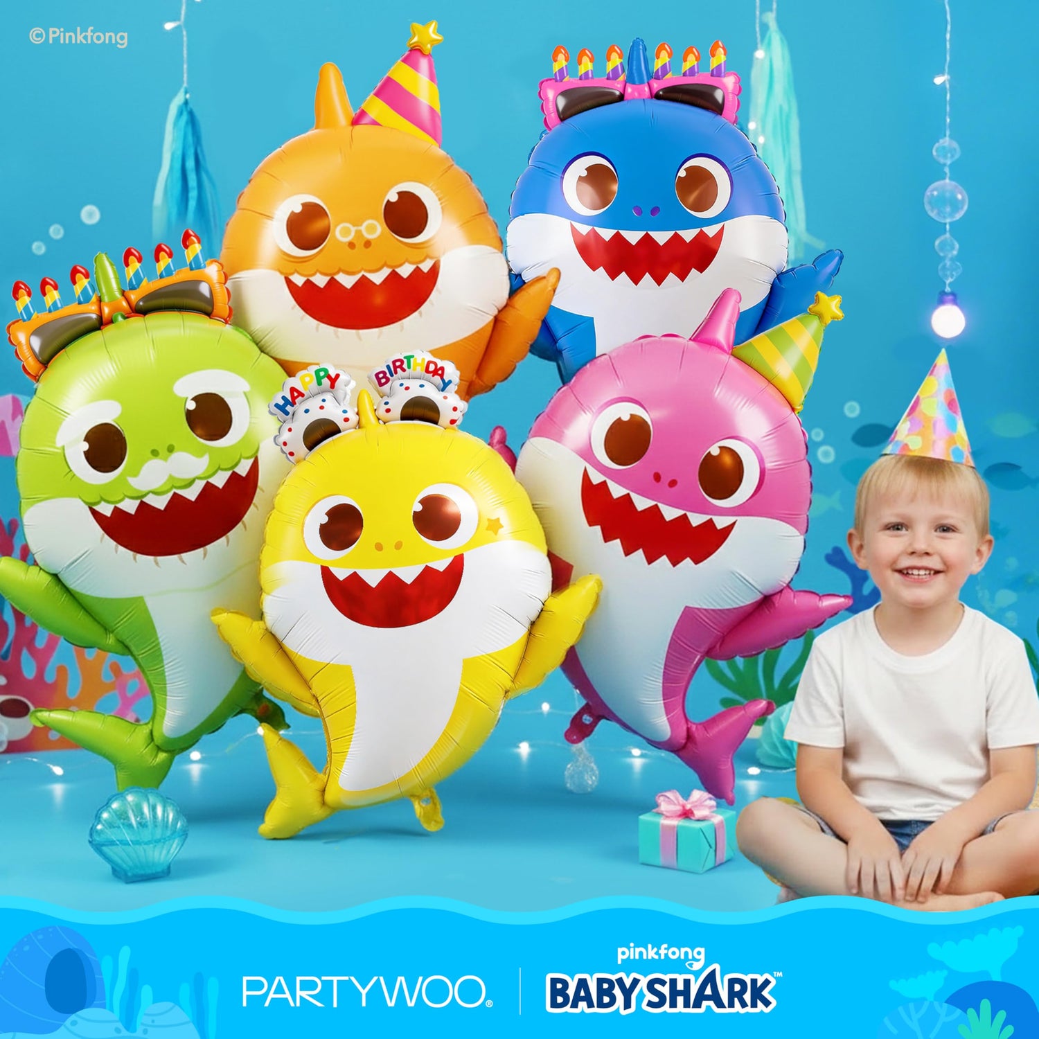 Baby Shark Family Foil Balloons 5pcs 36 34 32 Inch